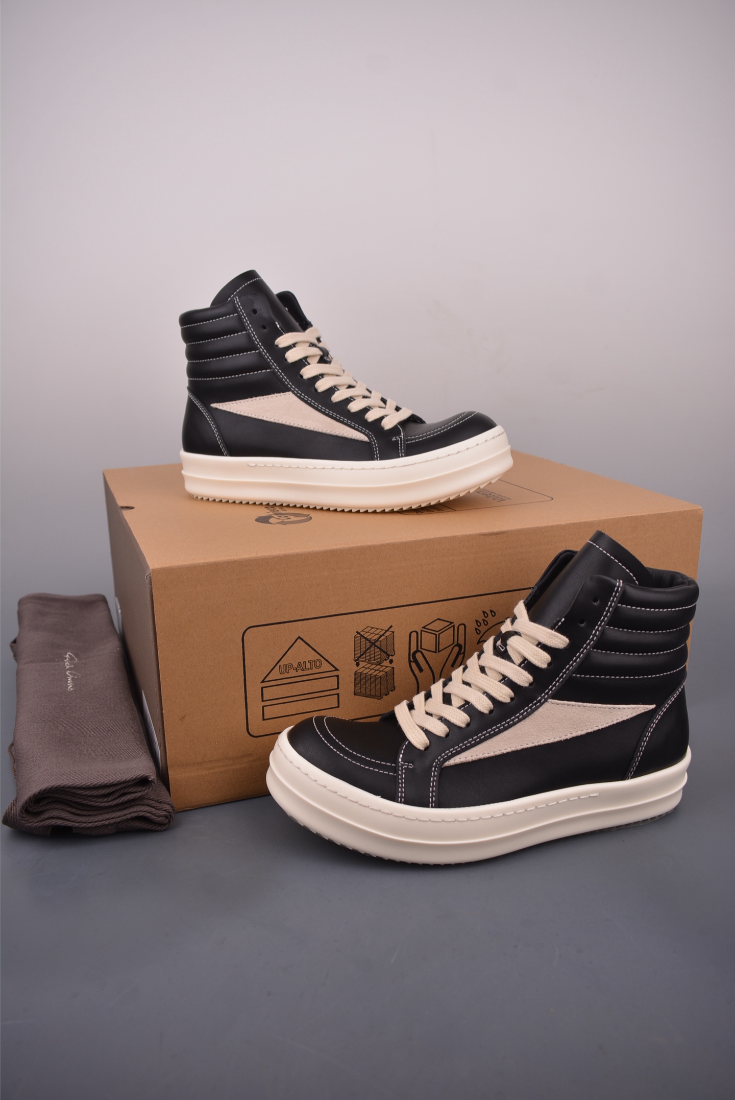 Rick Owens DRKSHDW High-Top Sneakers - Black/Milk - Leather Platform Shoes 6 i1759106676721 7365 0 4