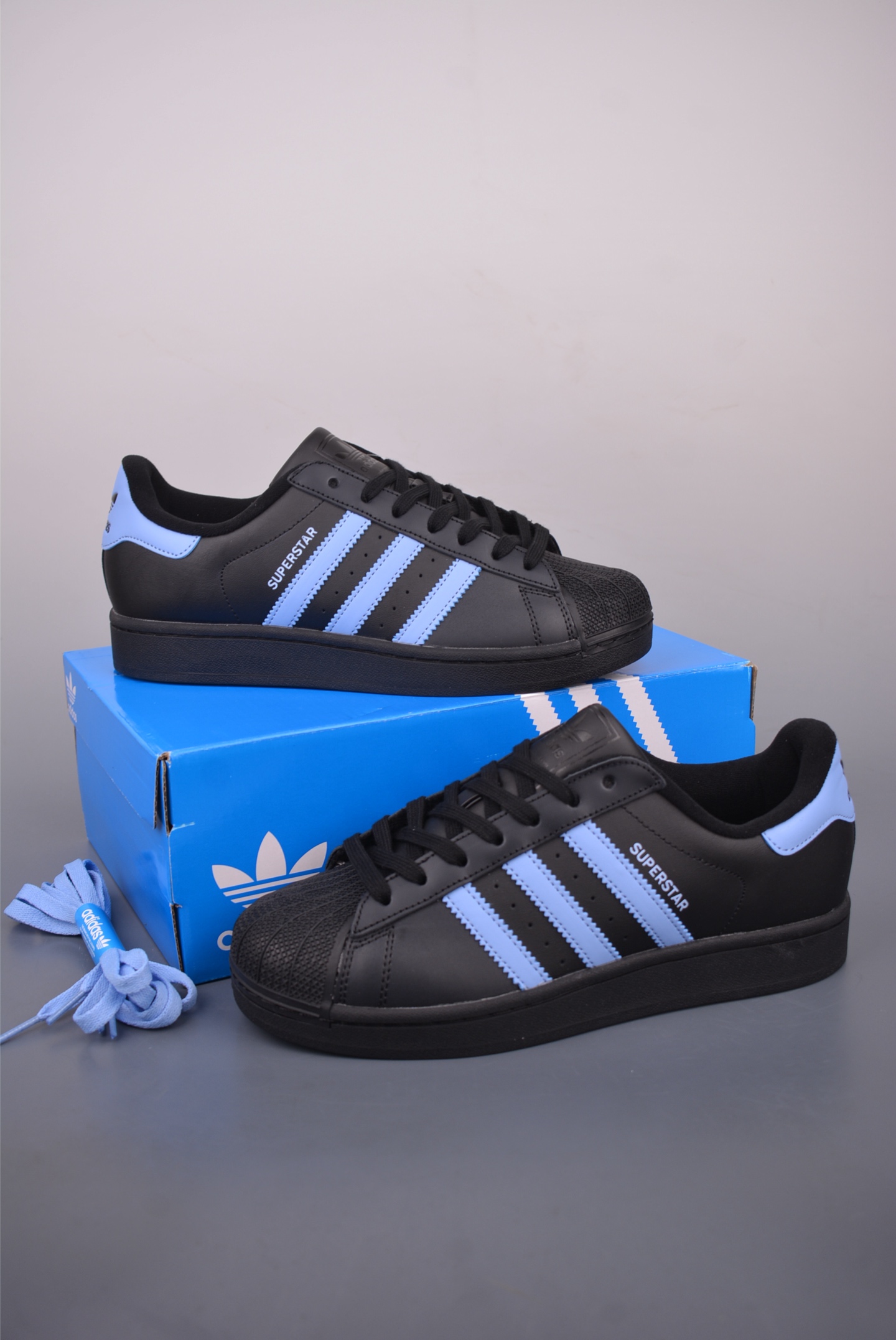 Adidas Originals Superstar Classic White Board Shoes - Black/Light Blue 6 i1759233762427 5091 0 4