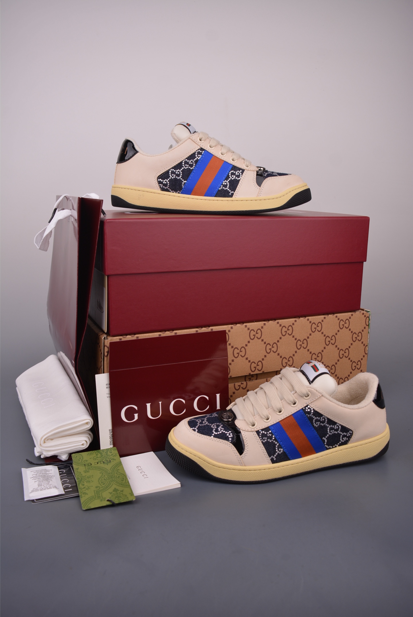 Gucci Screener Leather Sneakers with Enamel Detail - Distressed Finish 6 i1759277762857 2032 0 4