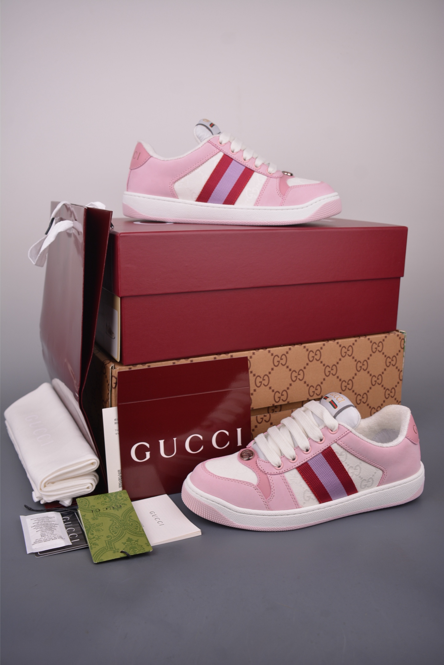 Gucci Screener Sneakers - Pink Leather, Iconic Stripes, and Vintage Charm 6 i1759278031793 5518 0 4