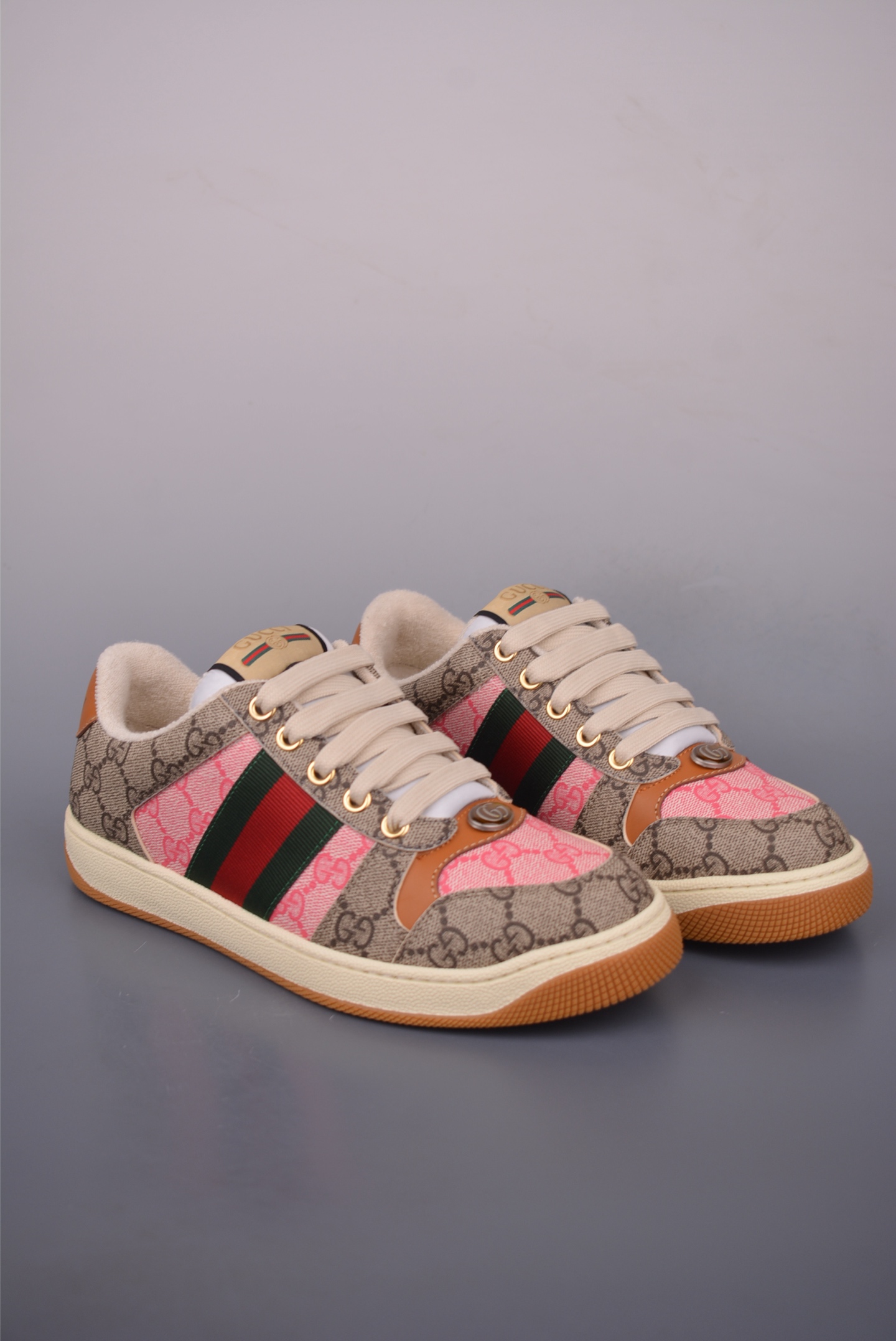 Gucci Screener Sneaker, Vintage Style, Distressed Finish, Women's US Sizes