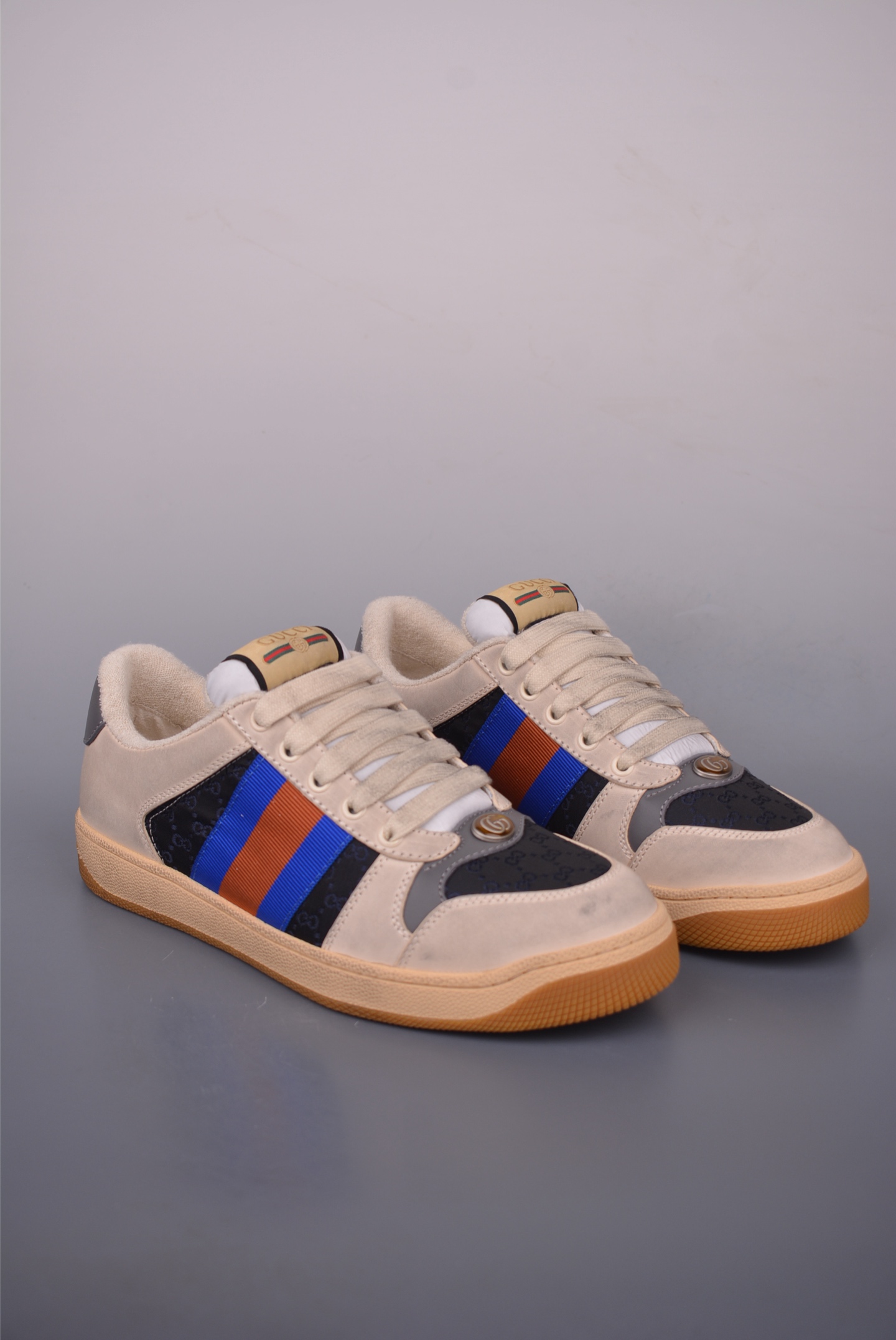 Gucci Screener Leather Sneaker with Enamel Double G - Distressed Finish 2 i1759283032002 2882 0 0