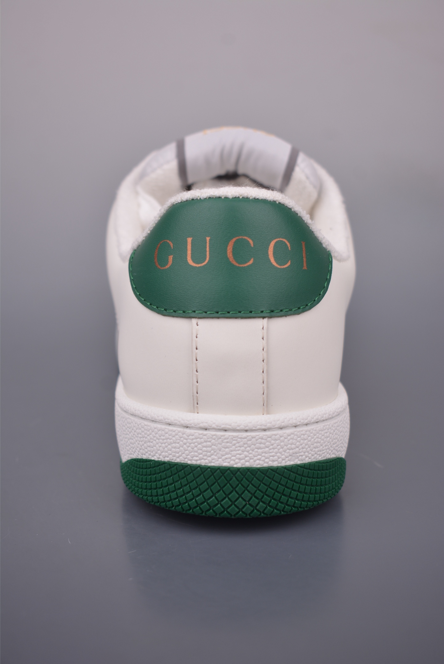 Gucci Screener Leather Sneaker with Green and Orange Web and Enamel Detail 4 i1759283223367 7382 0 3