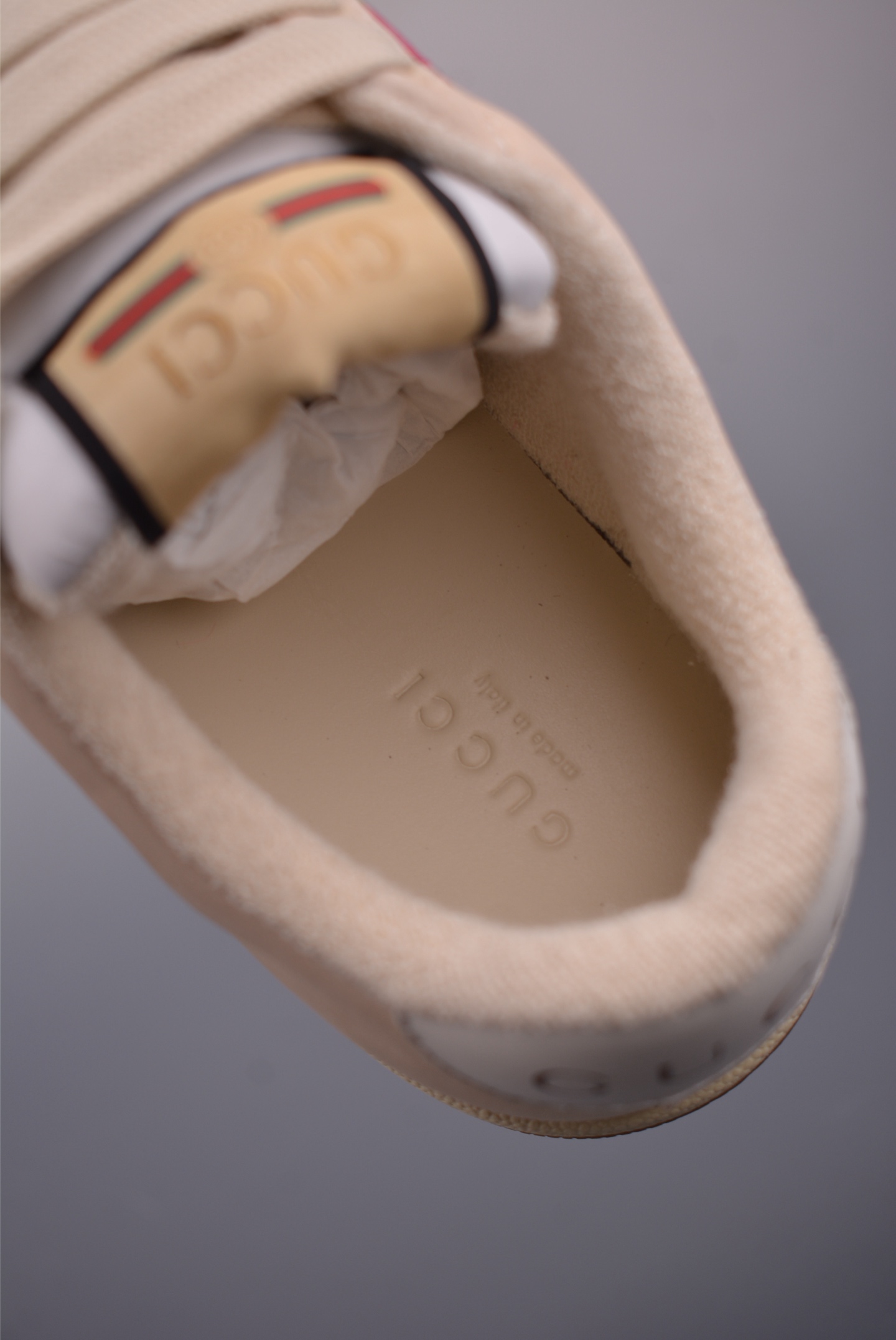 Gucci Screener Sneaker Dirty Effect Leather Trim GG Canvas -Pink/Green 10 i1759283535813 7783 0 8