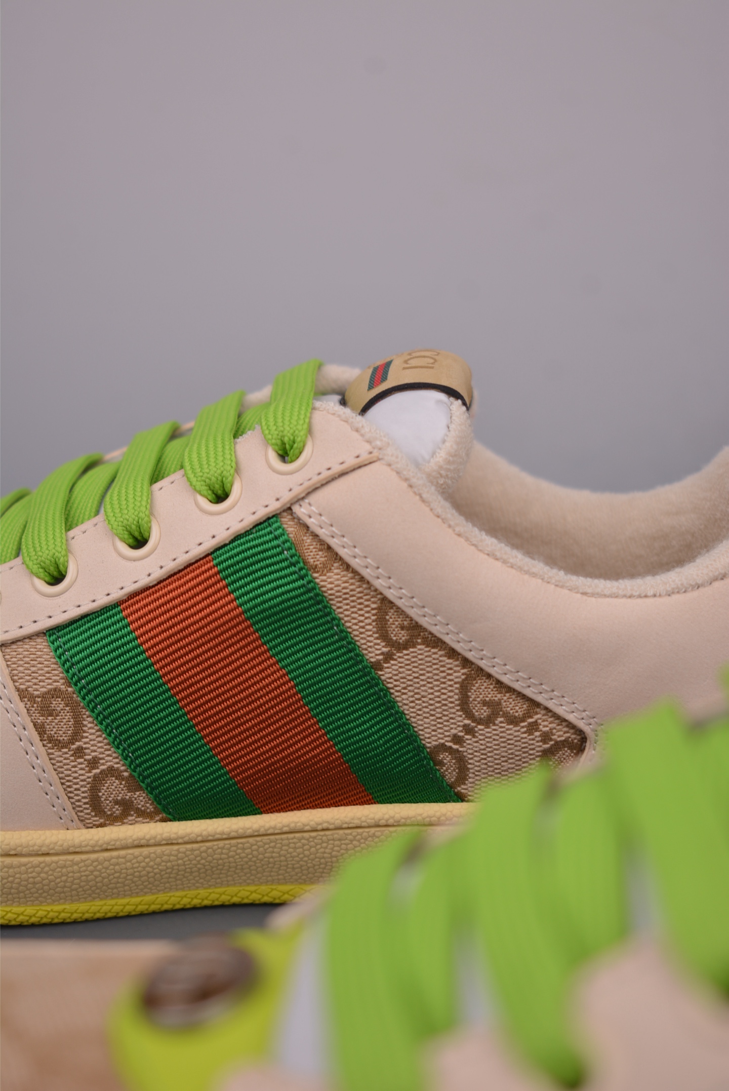 Gucci Screener Sneaker With Vintage Effect, Beige and Green - Unisex 8 i1759283607212 4329 0 7