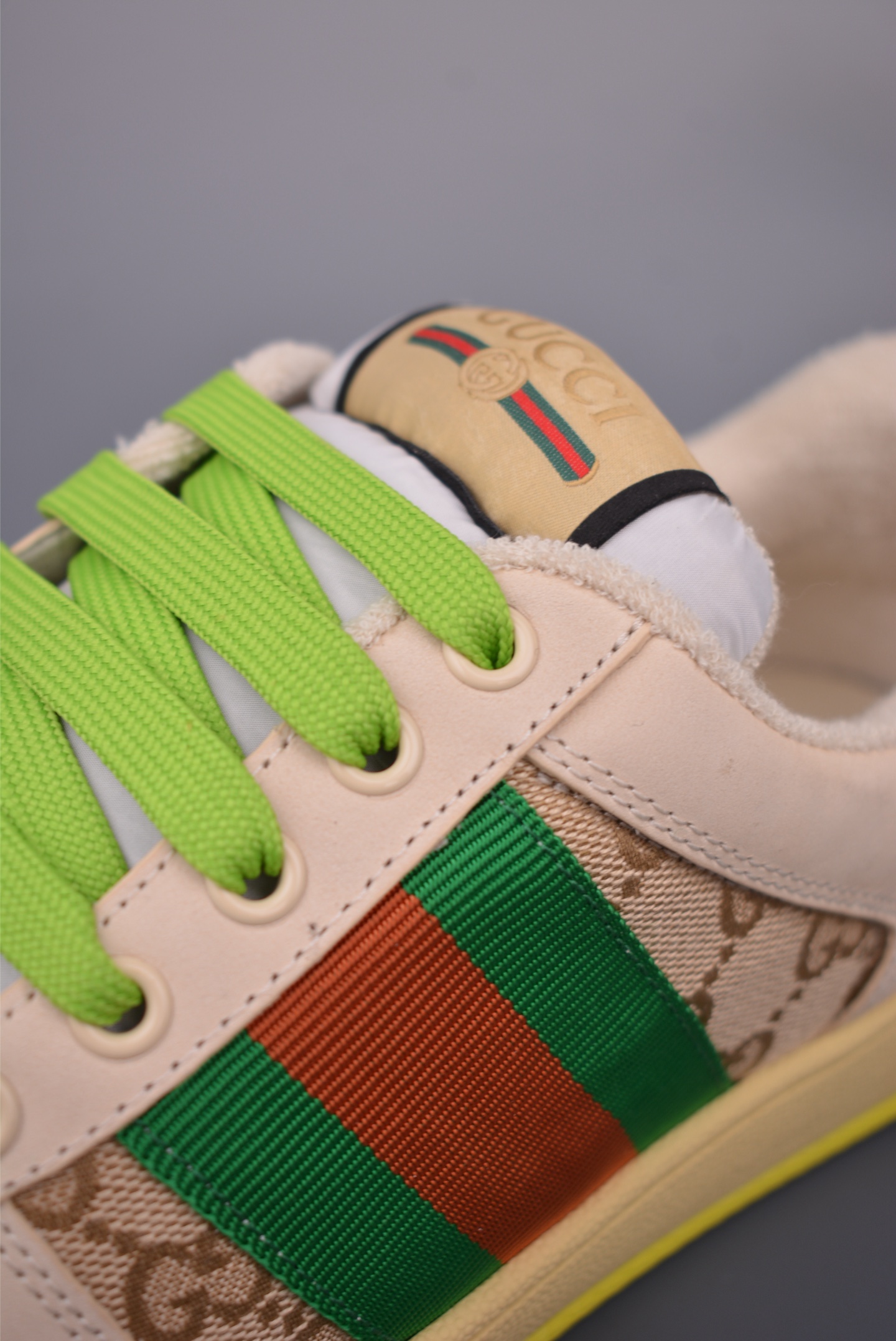 Gucci Screener Sneaker With Vintage Effect, Beige and Green - Unisex 7 i1759283607239 1902 0 6