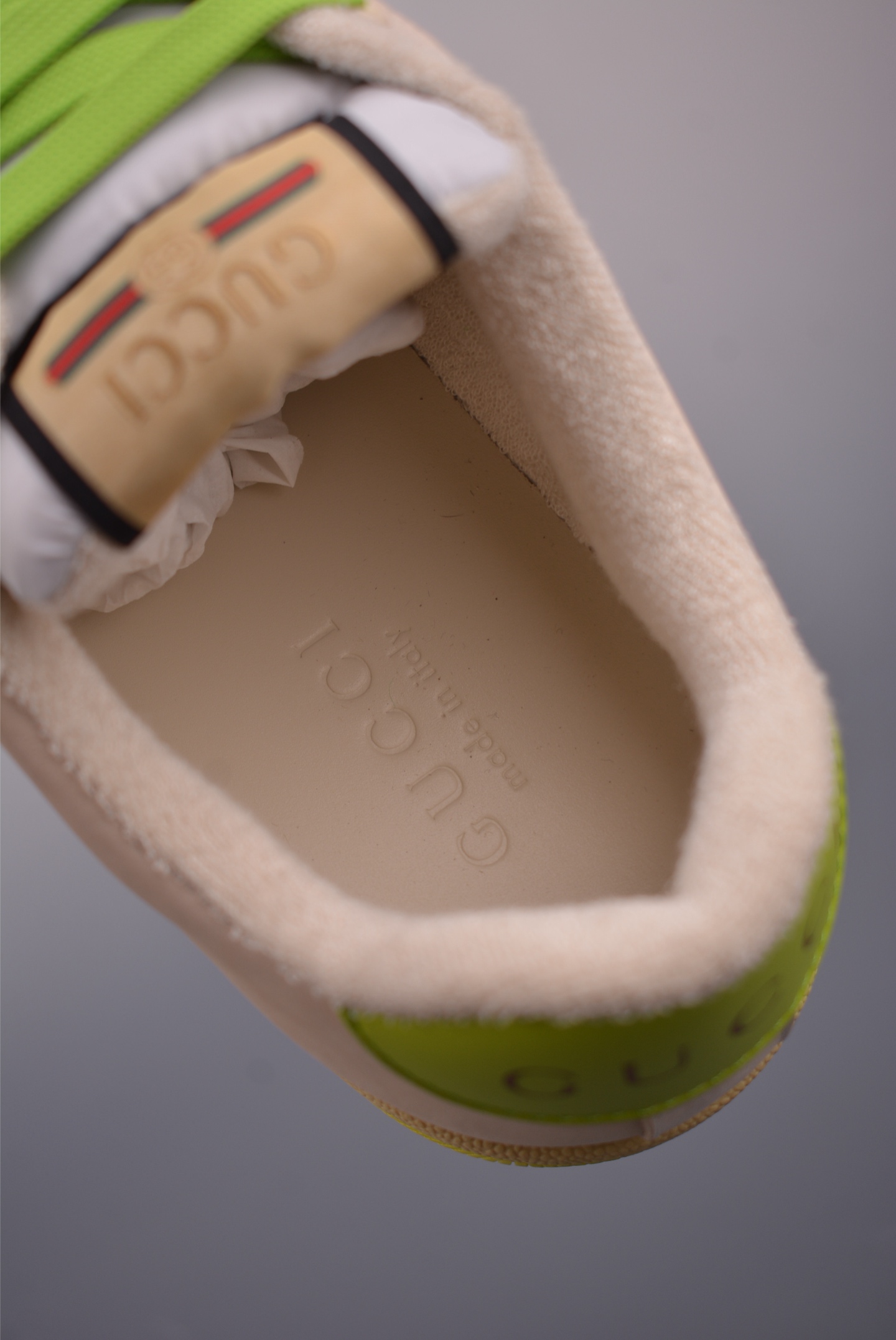 Gucci Screener Sneaker With Vintage Effect, Beige and Green - Unisex 9 i1759283607268 8813 0 8