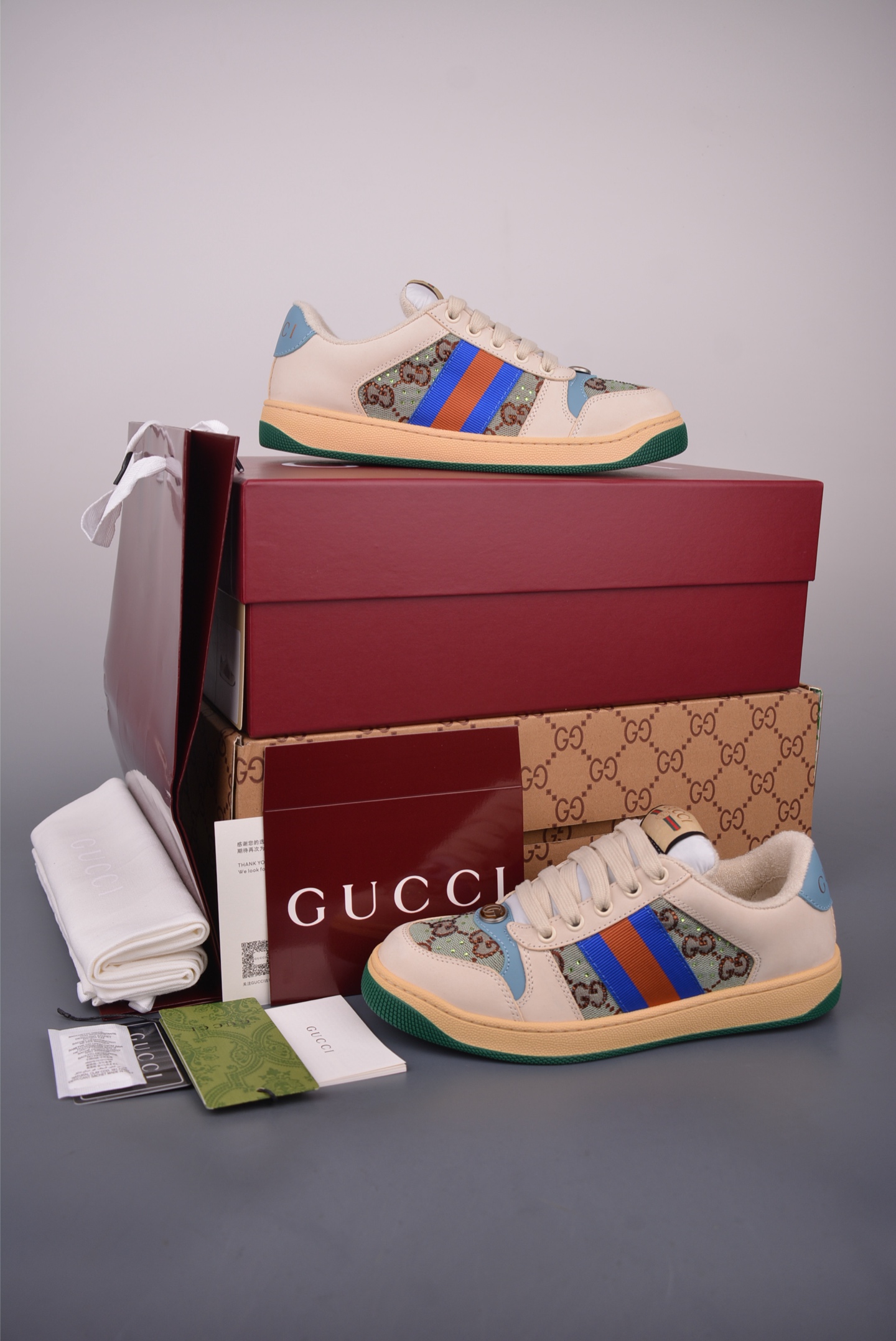 Gucci Screener Sneakers, Distressed Leather, Enamel Detail, and Iconic Striped Design 6 i1759283920948 6663 0 4