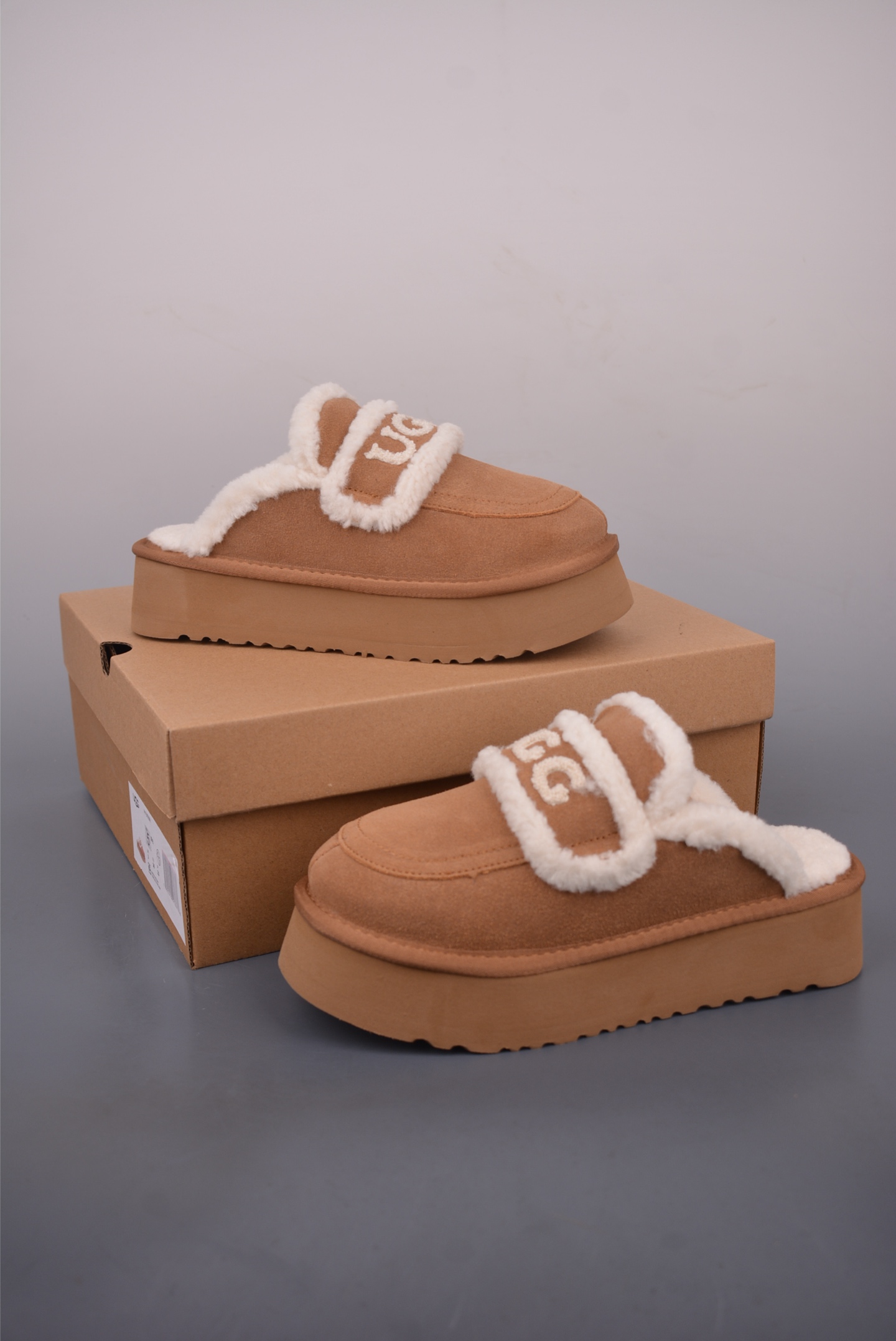 200 UGG 小胖丁系列加厚款 穆勒风包头5CM半拖鞋 民族风秋冬雪地靴 9241