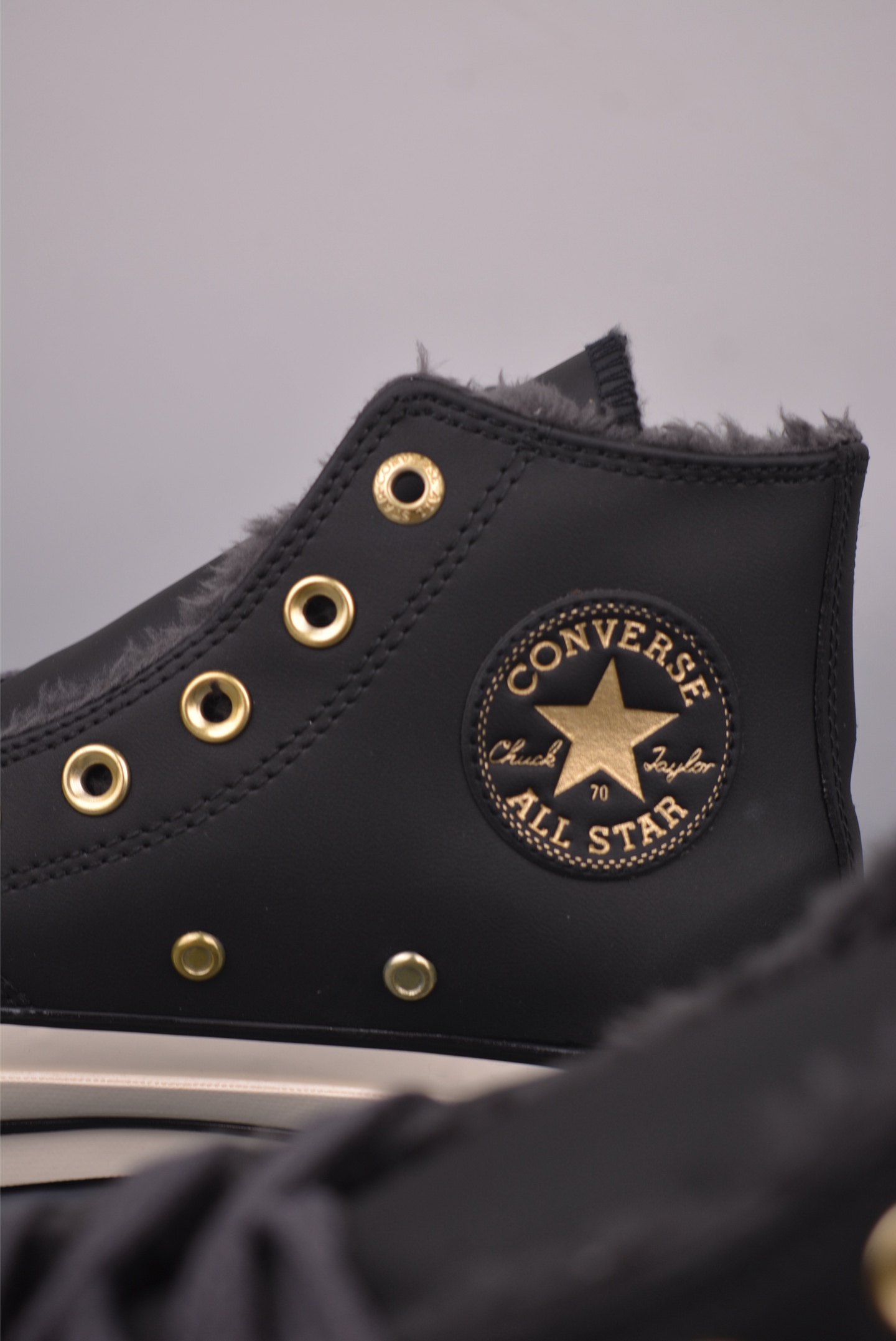 Converse Chuck 1970s Leather Fur-Lined High-Top Sneakers - Gold Accents 9 i1759622244560 6298 0 7