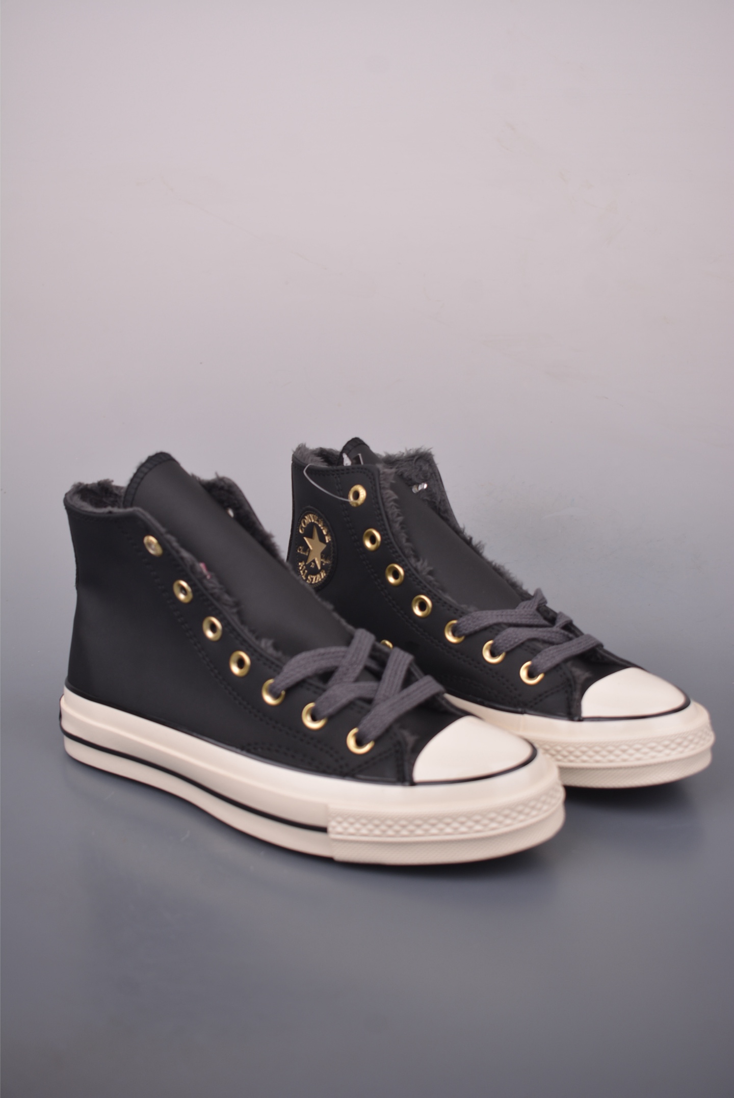 Converse Chuck 1970s Leather Fur-Lined High-Top Sneakers - Gold Accents 2 i1759622246275 4589 0 0