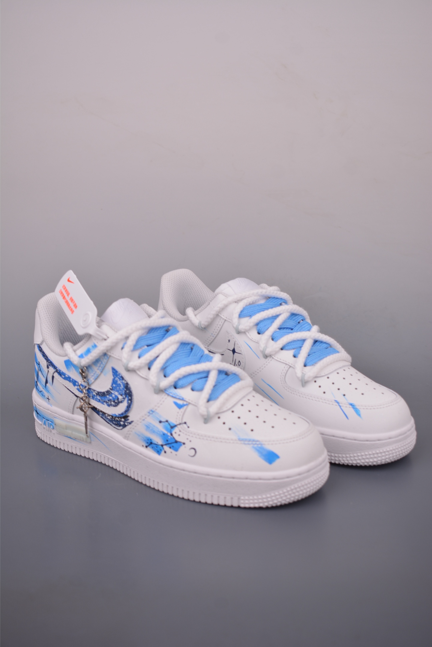 Nike Air Force 1 Low 'Zodiac' Custom White/Blue Men's Sneakers