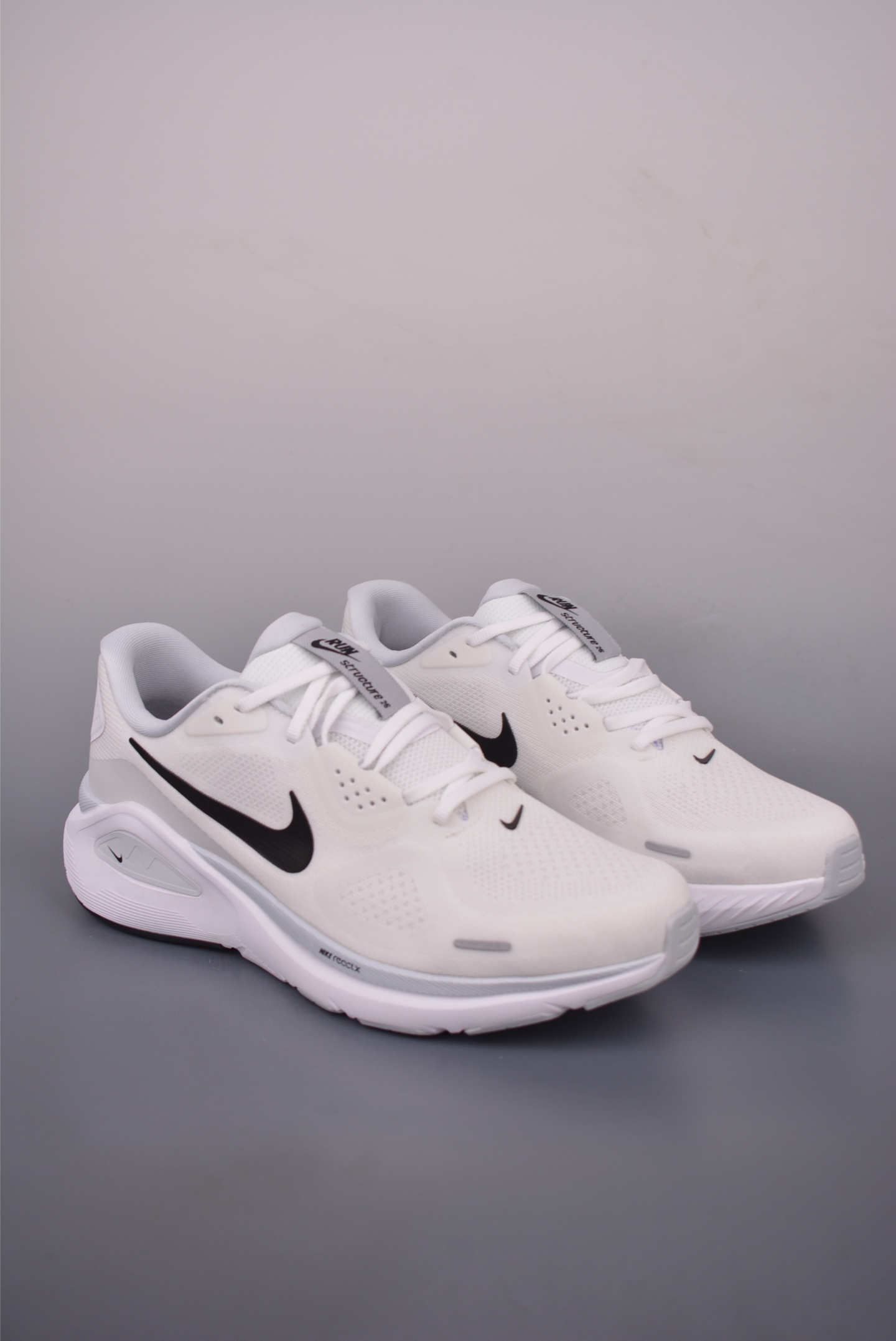 Nike Air Structure 26 Running Shoes, Zoom Technology, White/Black Sneakers