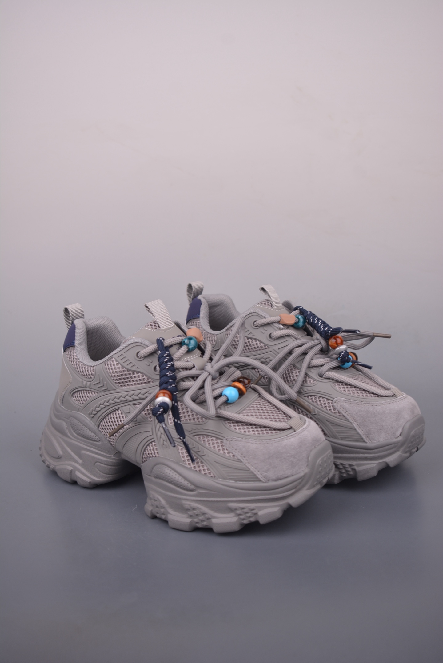 Chunky Low Platform Sneakers, Breathable Mesh, Stylish Look,Gray, Size 35-40 2 i1760055113789 1624 0 0