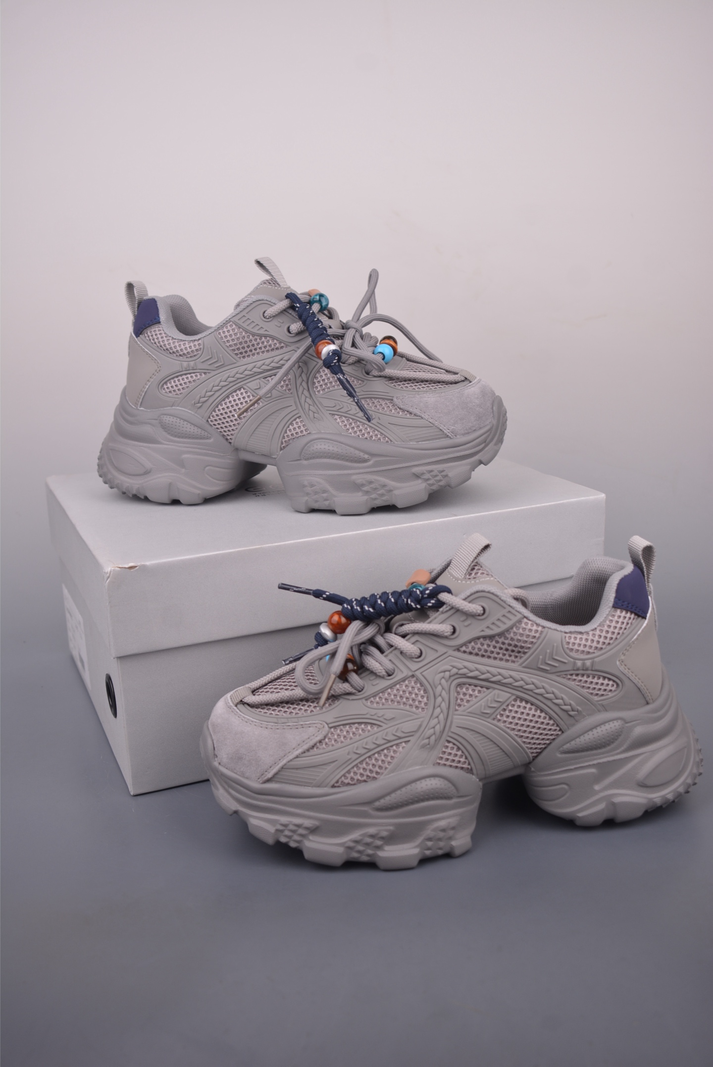 Chunky Low Platform Sneakers, Breathable Mesh, Stylish Look,Gray, Size 35-40 6 i1760055116200 1478 0 4