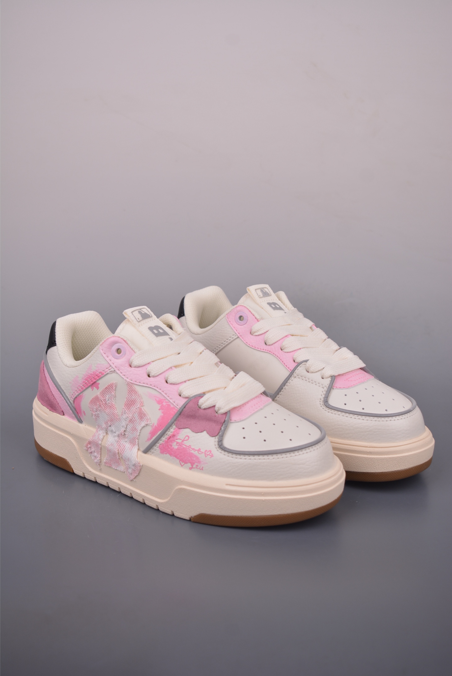 MLB NY Printed Graffiti Chunky Sneakers Height Increasing 6cm Women's Shoes