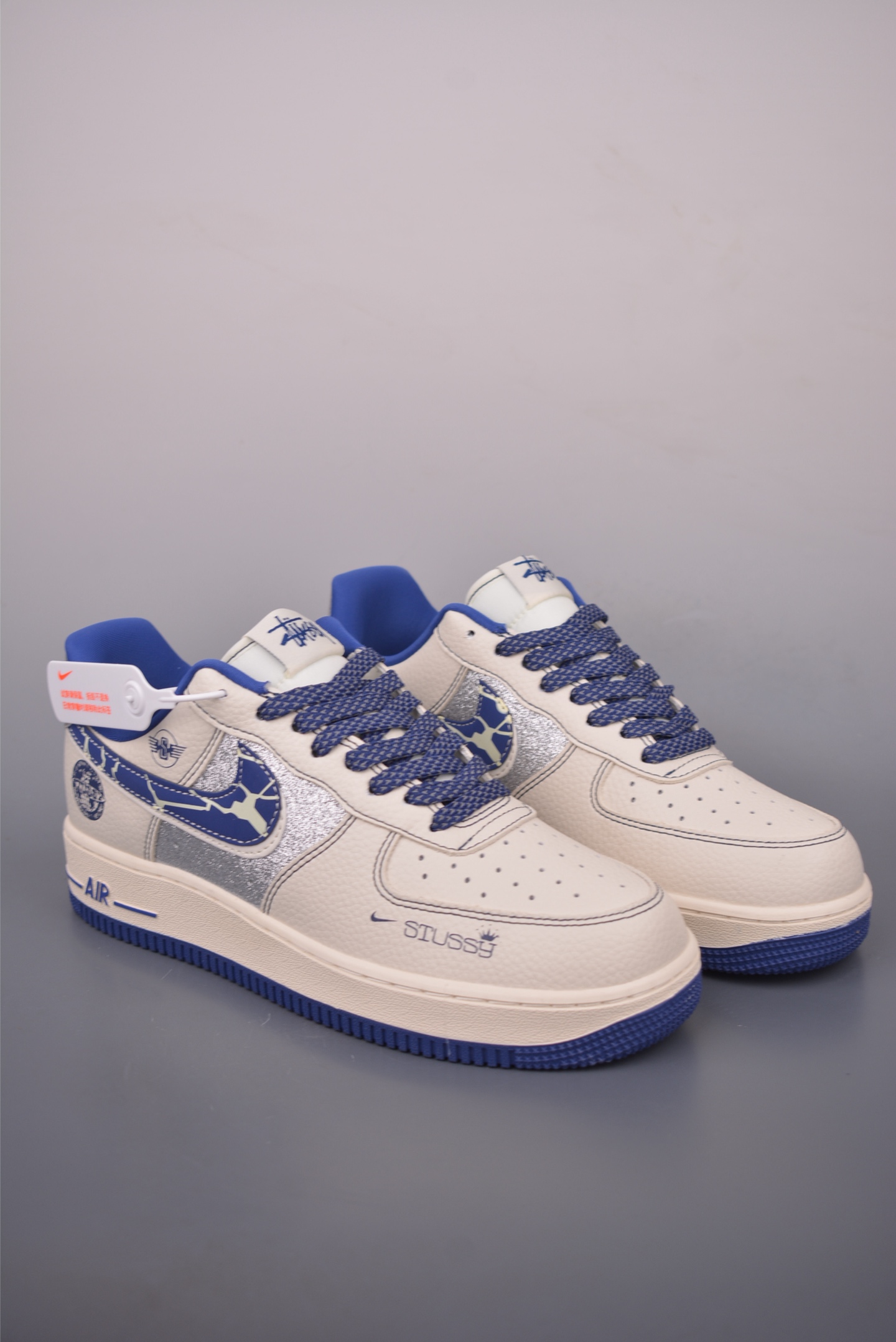 Nike Air Force 1 Low Stussy Collab Cream/Blue Men's Shoes