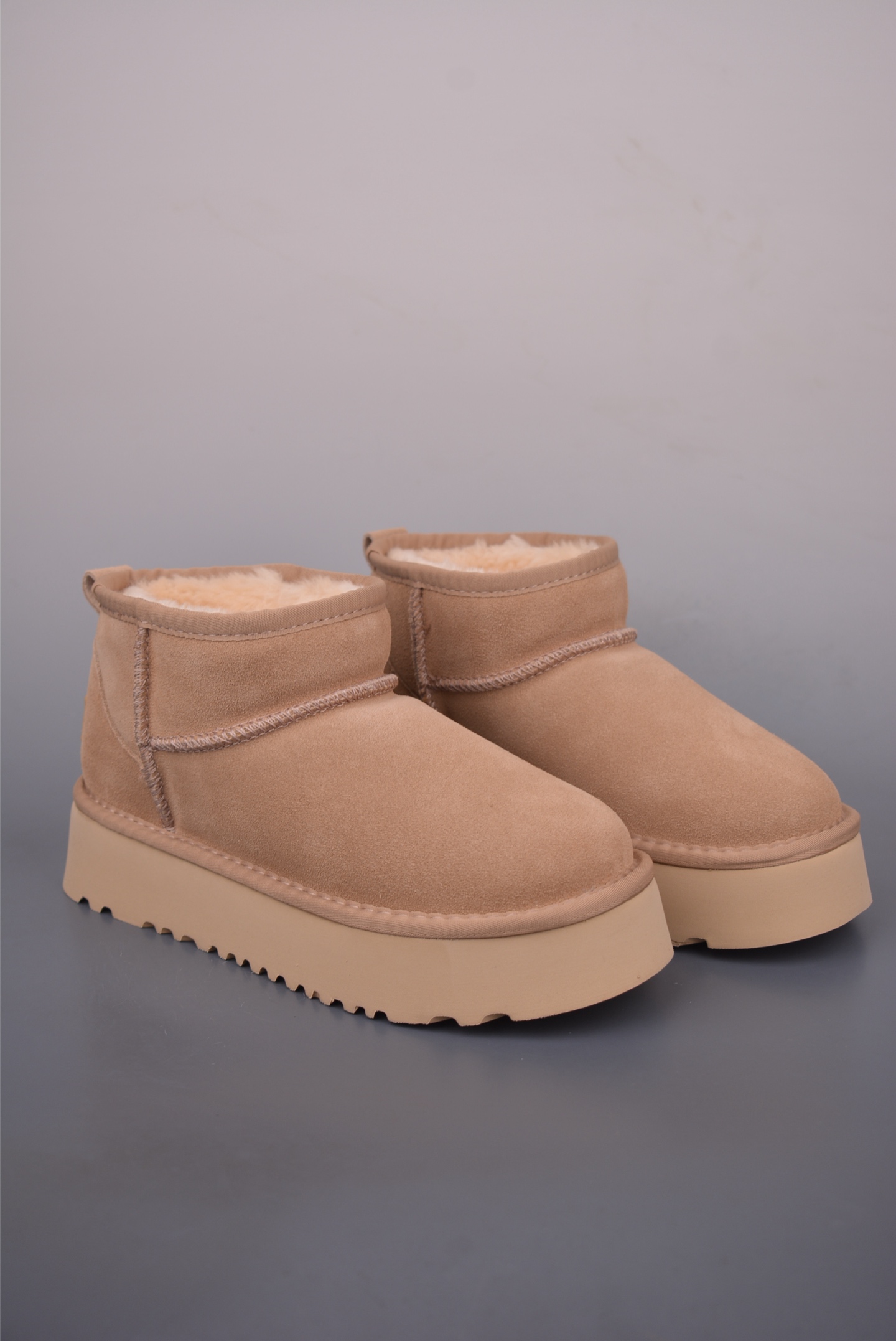 UGG Women's Mini Boot Suede Upper Sheepskin Lining Platform Snow Boots