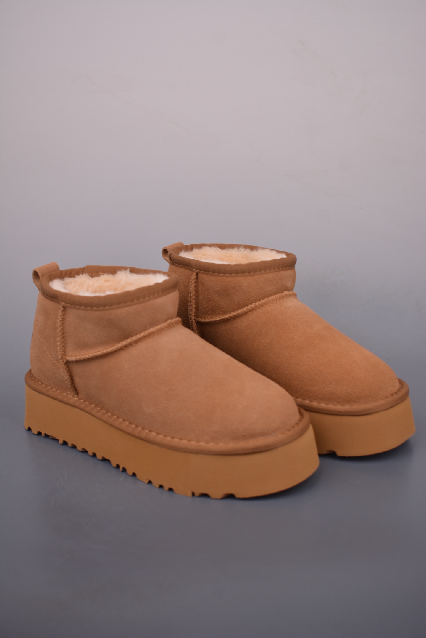 Ugg Mini Thick Platform Ankle Booties, Women's Winter Snow Boots, Suede Upper