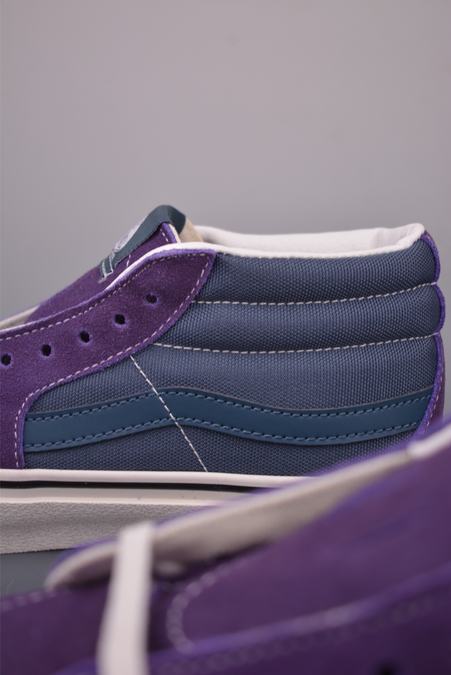 Vans SK8-Mid 蓝紫拼接 范斯复古中帮硫化帆布鞋
