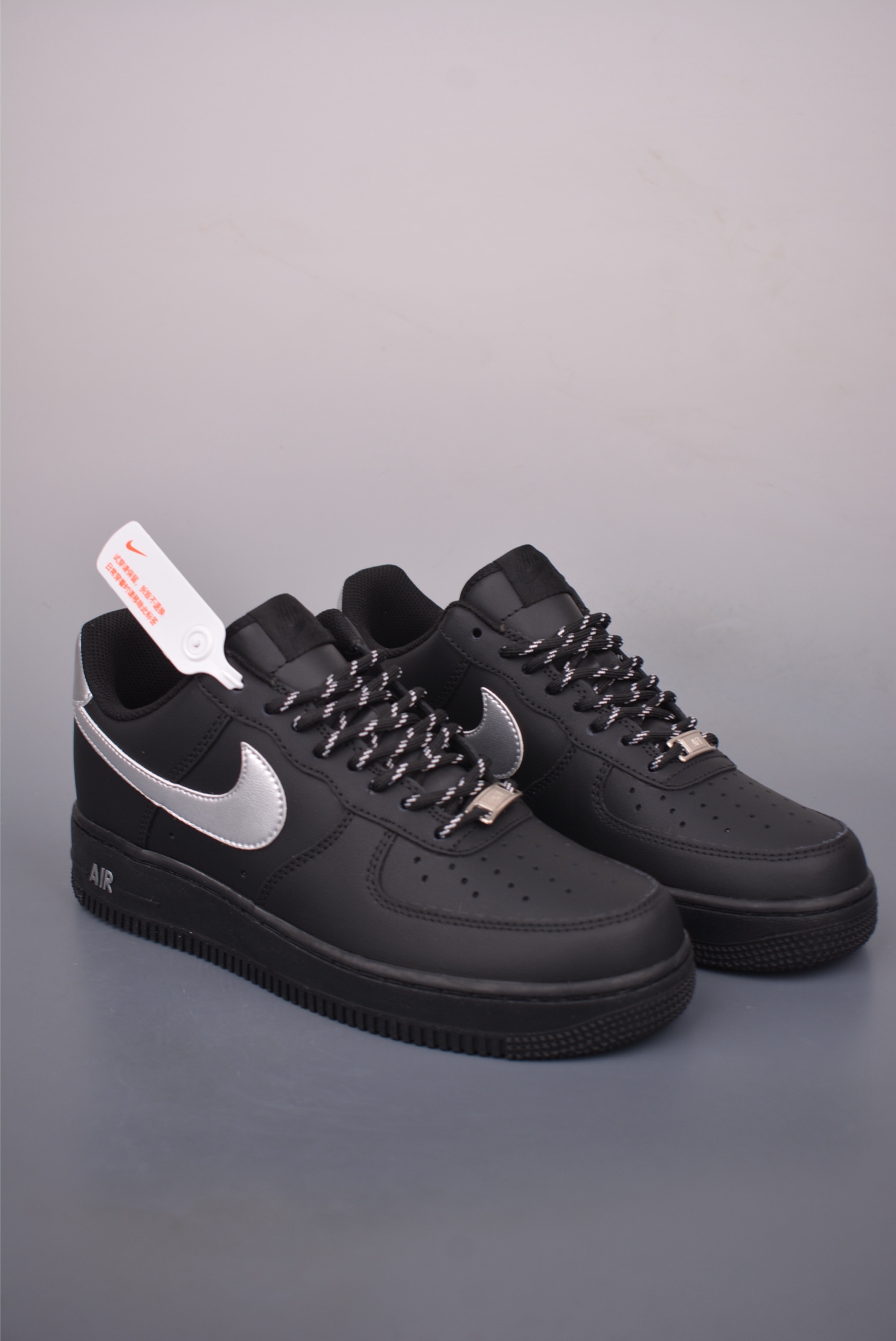 Nike Air Force 1 Low Black Silver - Original Version - All Sizes Available