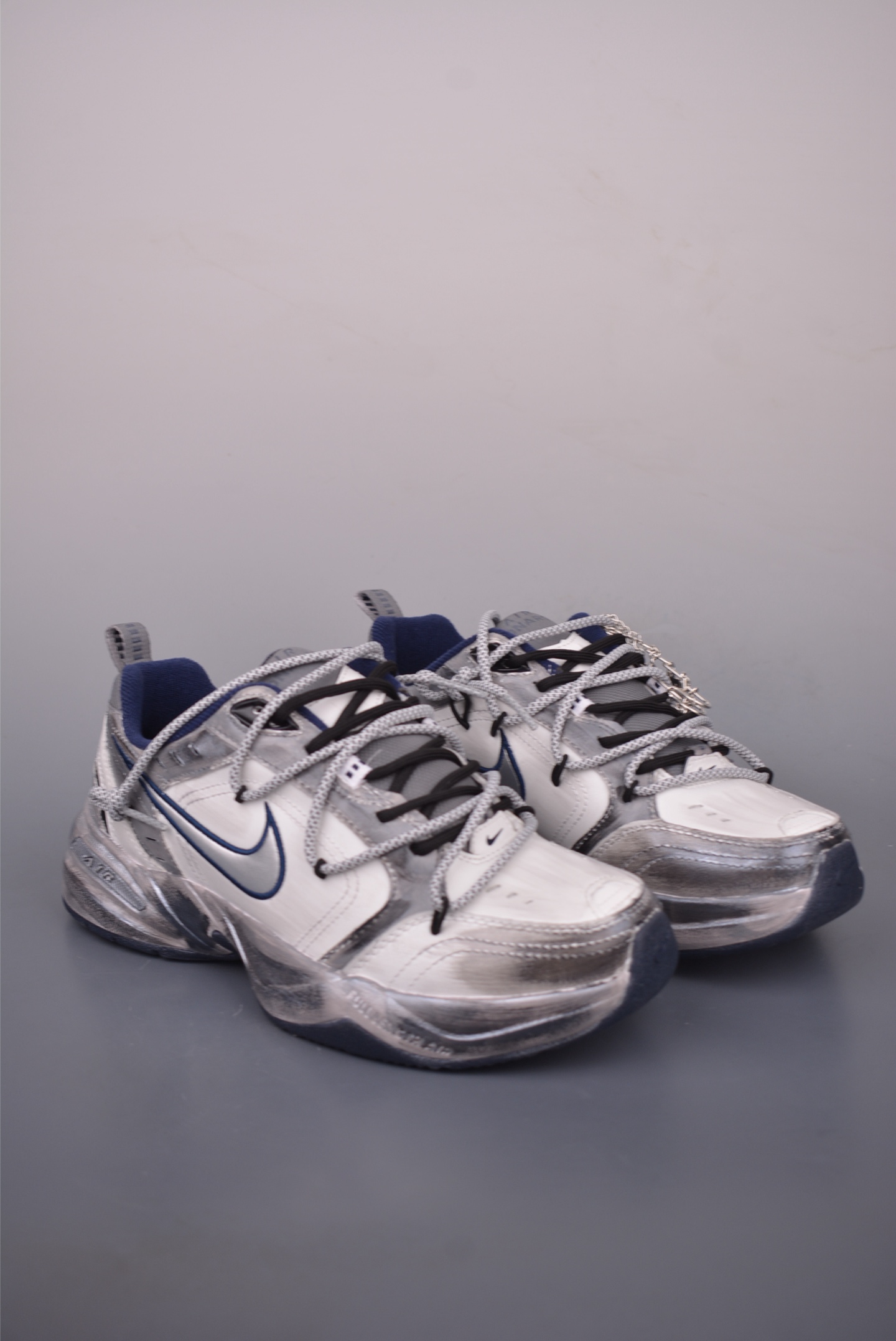 Nike Air Monarch IV M2K Tekno White Silver Chunky Dad Sneakers