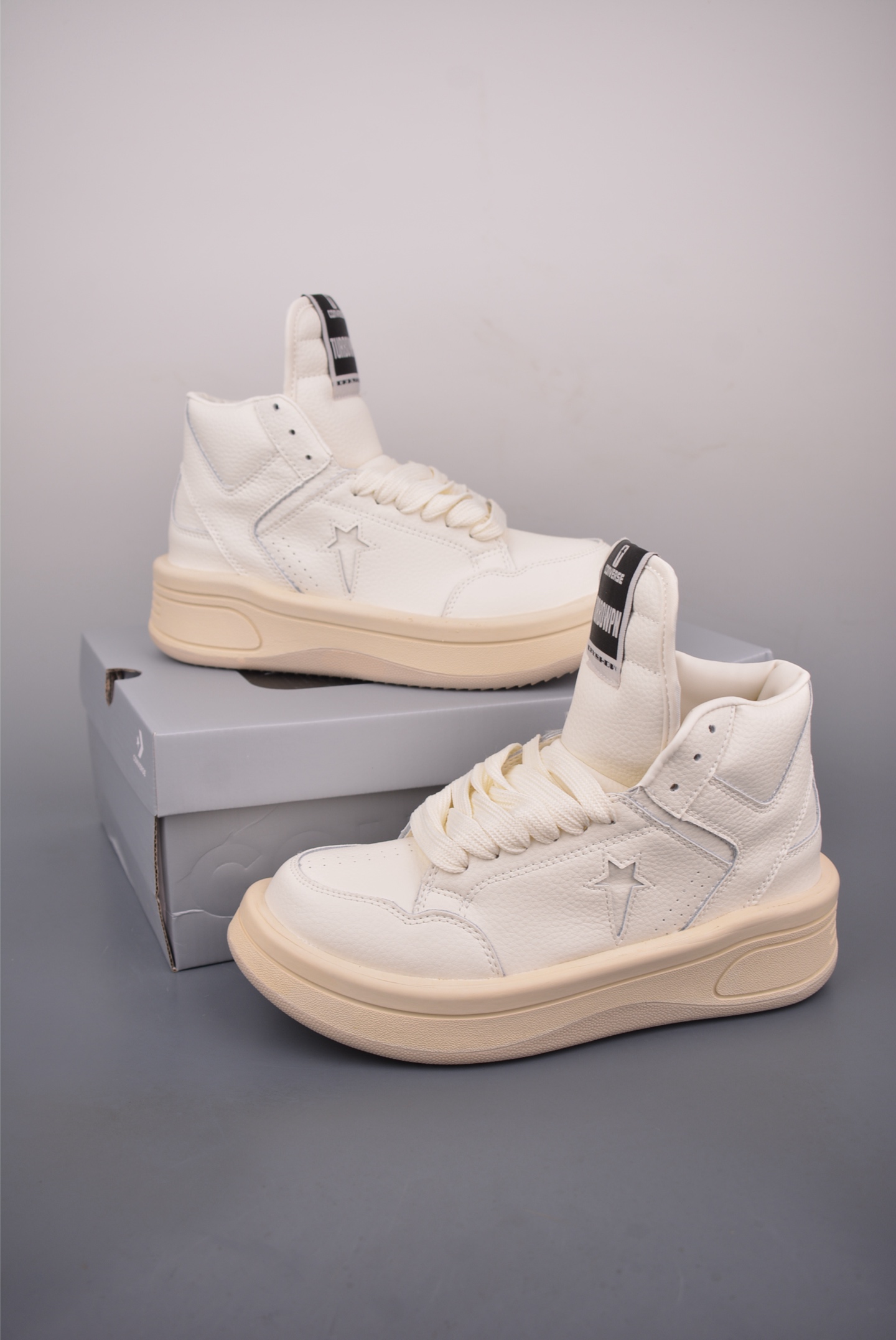 Rick Owens DRKSHDW x Converse Cream High-Top Sneakers, Avant-Garde Style