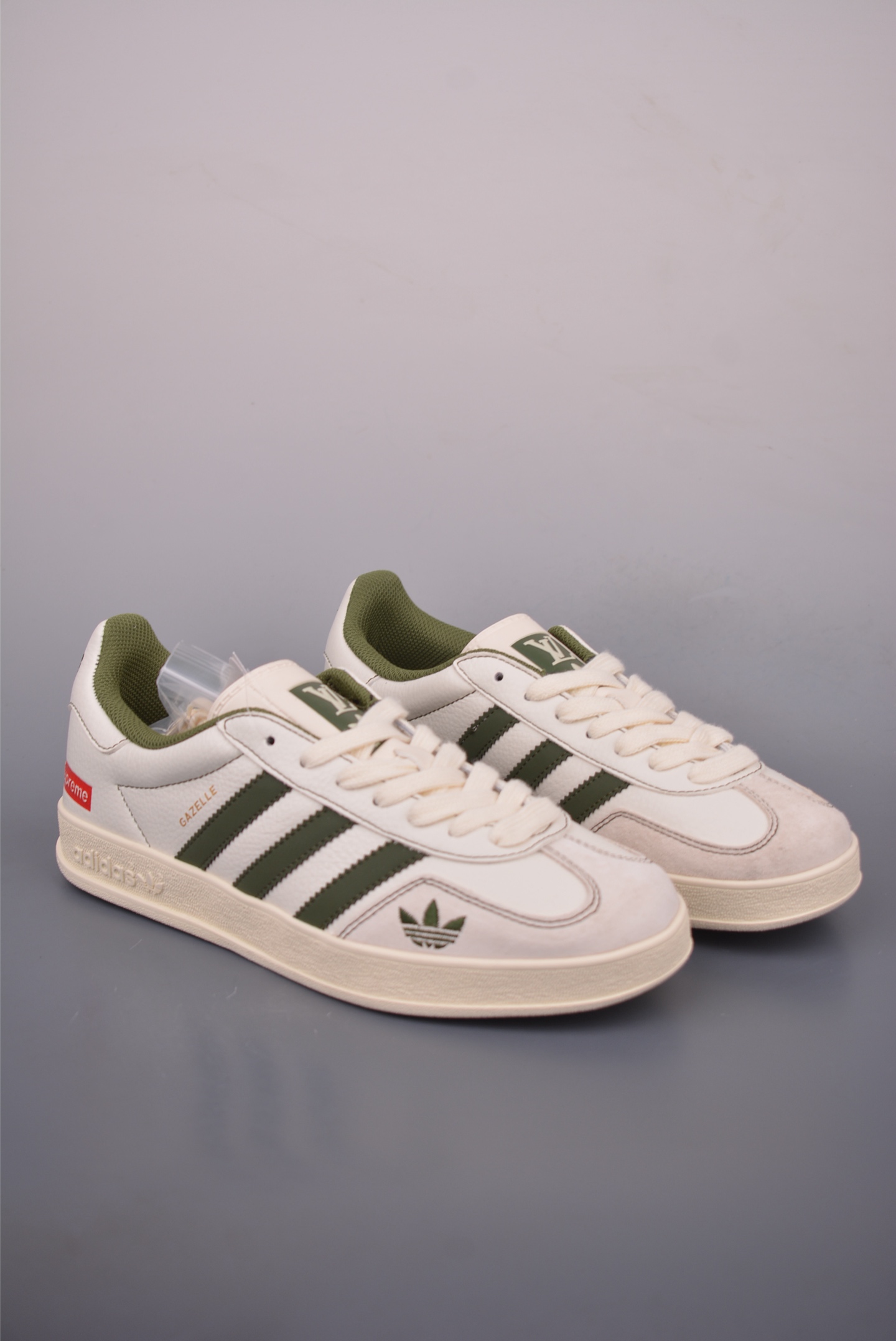 Adidas Gazelle Cream White and Dark Green Sneakers