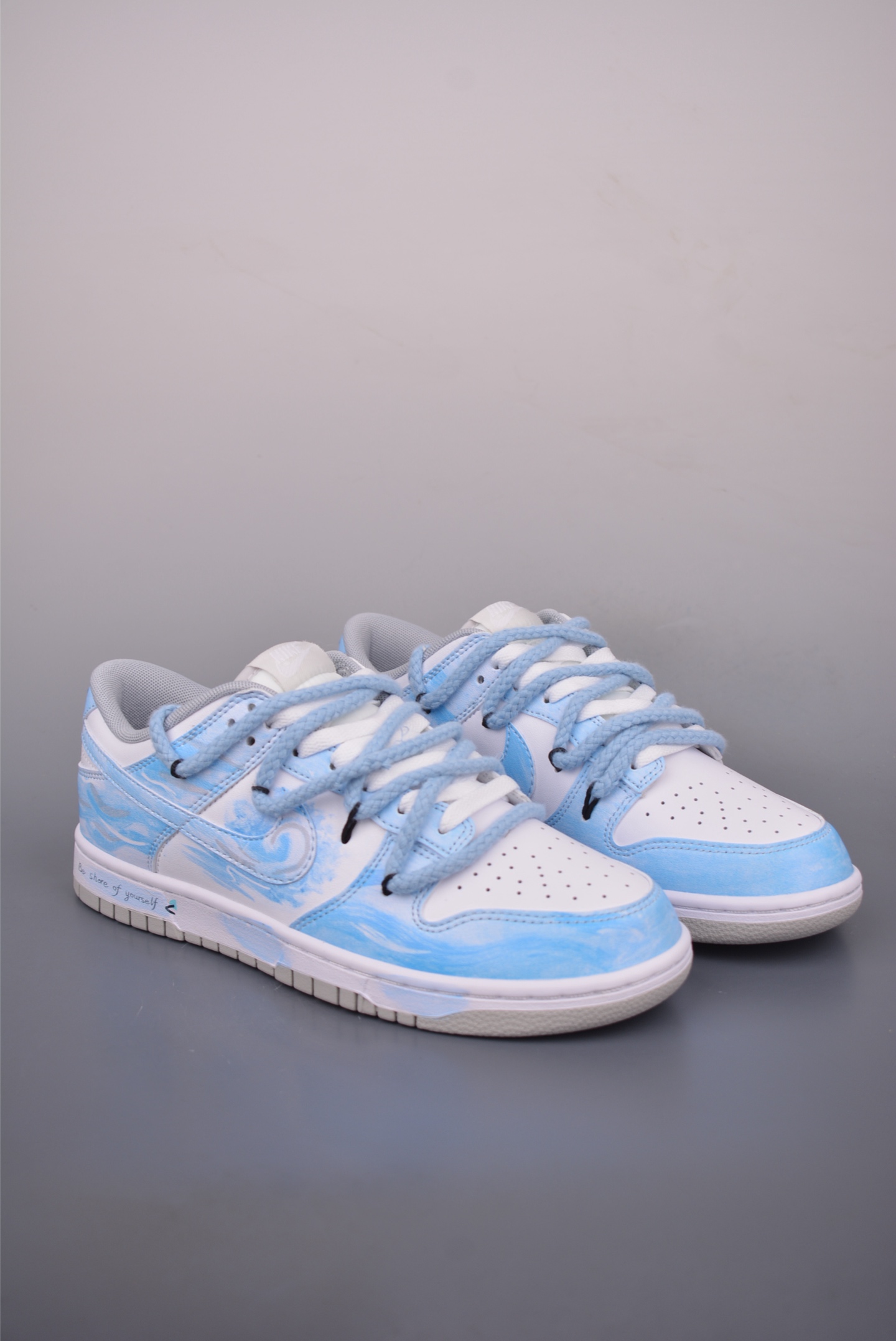 Nike SB Dunk Low White & Blue Premium Leather Sneakers - Multiple Sizes