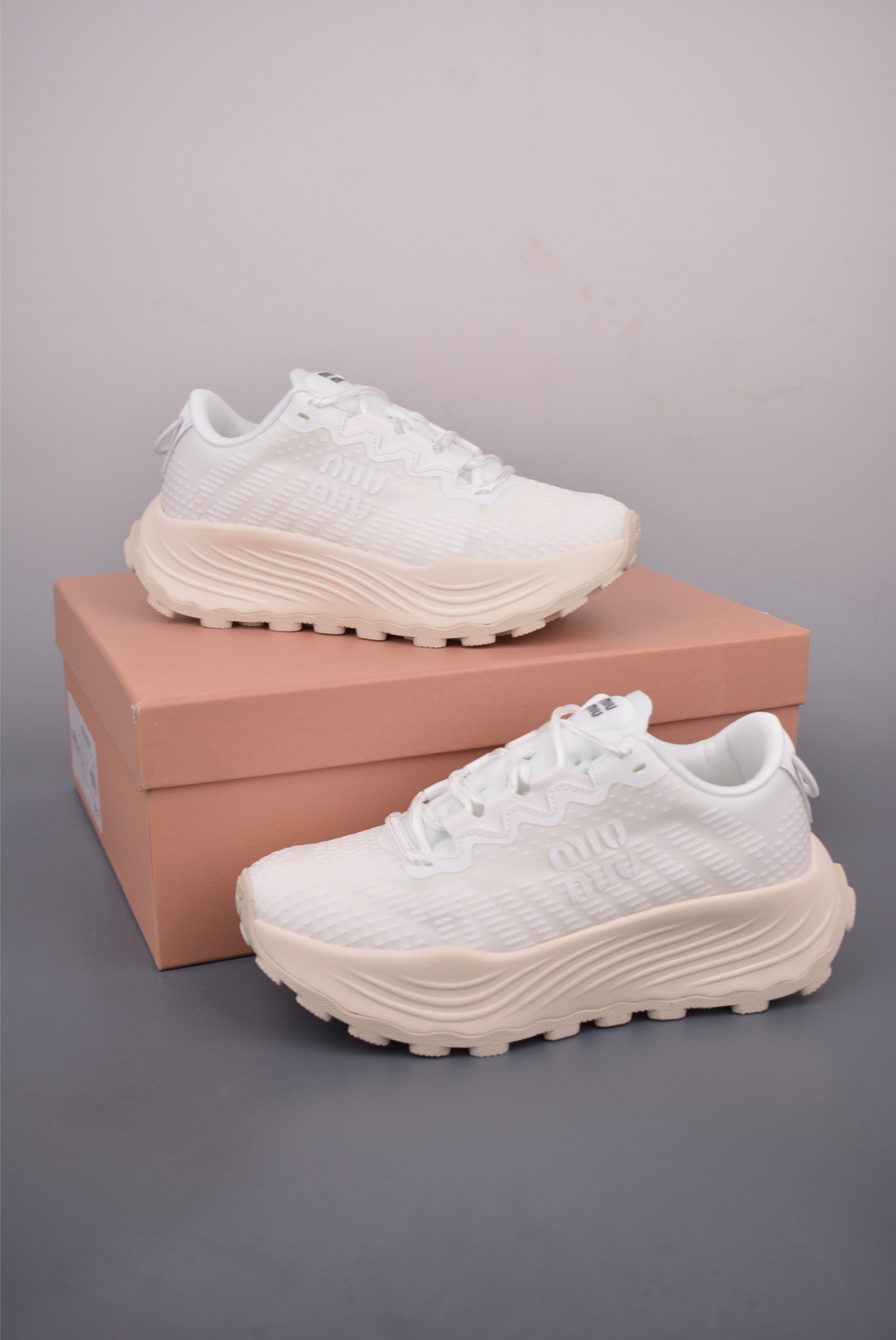 Miu Miu Women's White Mesh Chunky Sole Sneakers Comfortable and Stylish 6 i1761084861106 7715 0 4