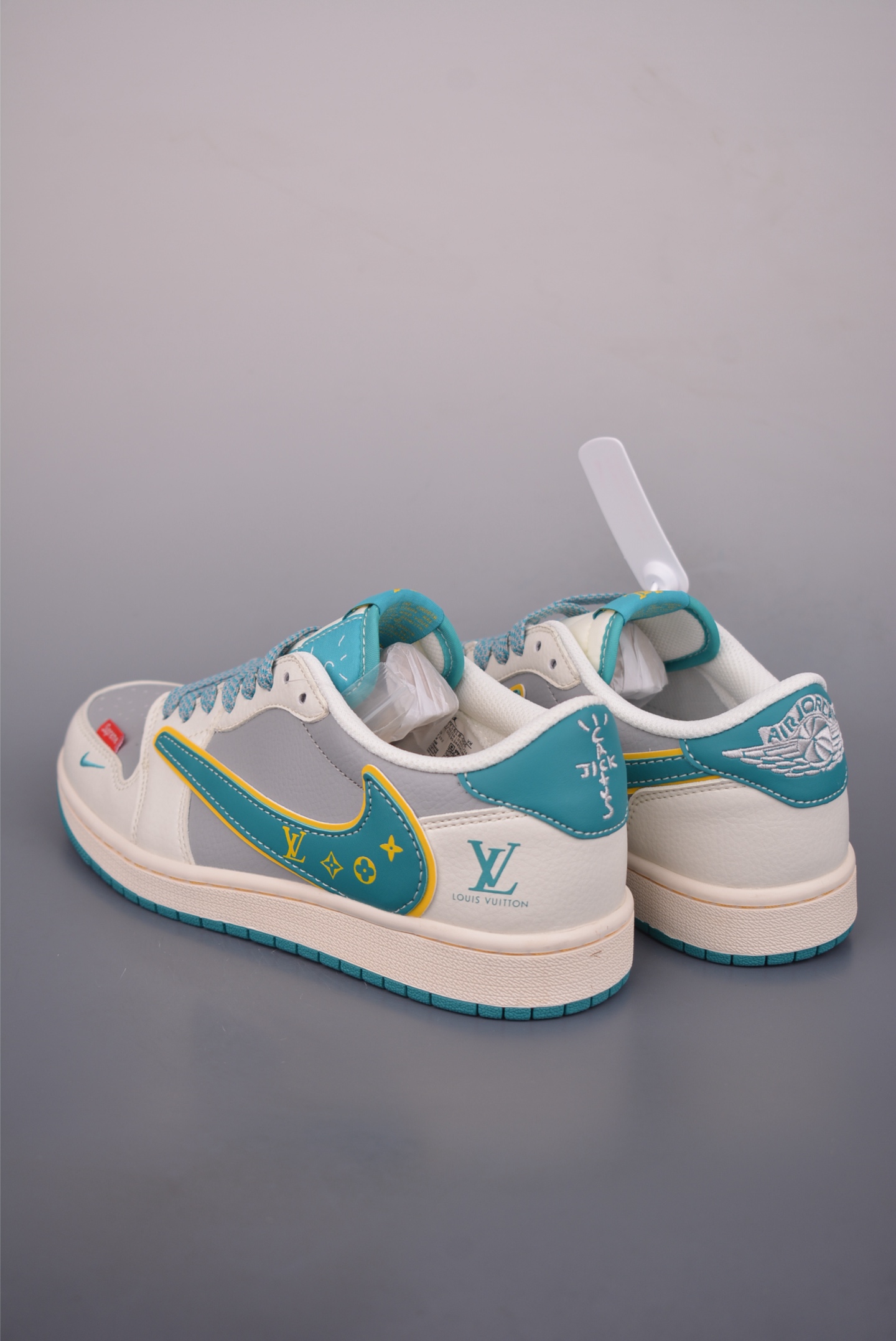 260 Fragment x Travis Scott x LV Air Jordan 1 Low 解构鞋带 三方联名倒钩 ZY1618-086