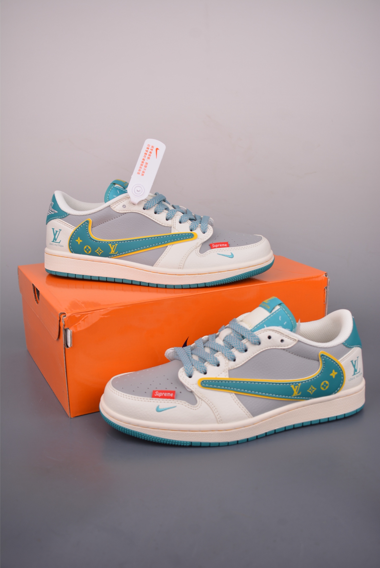 260 Fragment x Travis Scott x LV Air Jordan 1 Low 解构鞋带 三方联名倒钩 ZY1618-086