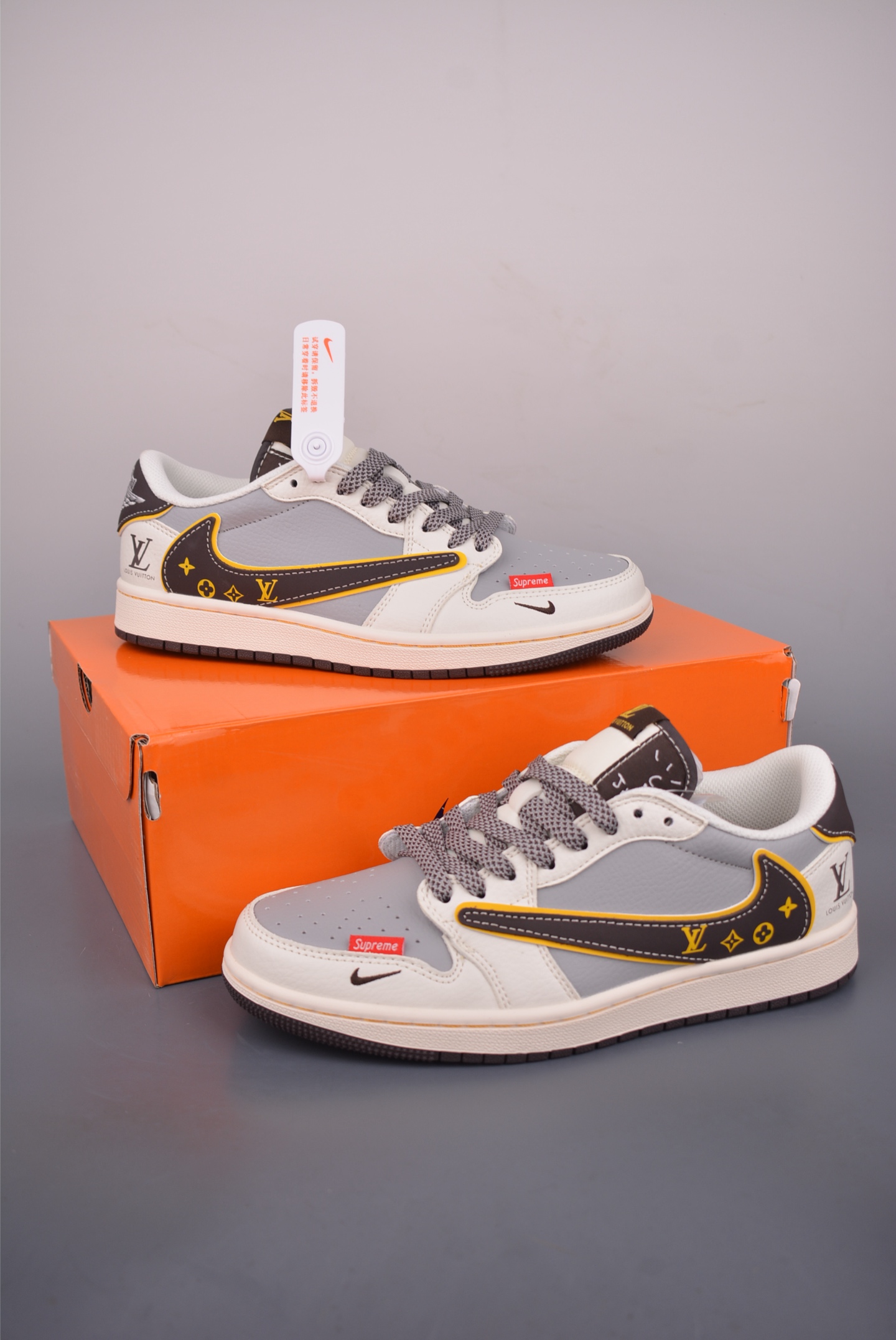 260 Fragment x Travis Scott x LV Air Jordan 1 Low 解构鞋带 三方联名倒钩 ZY1618-011