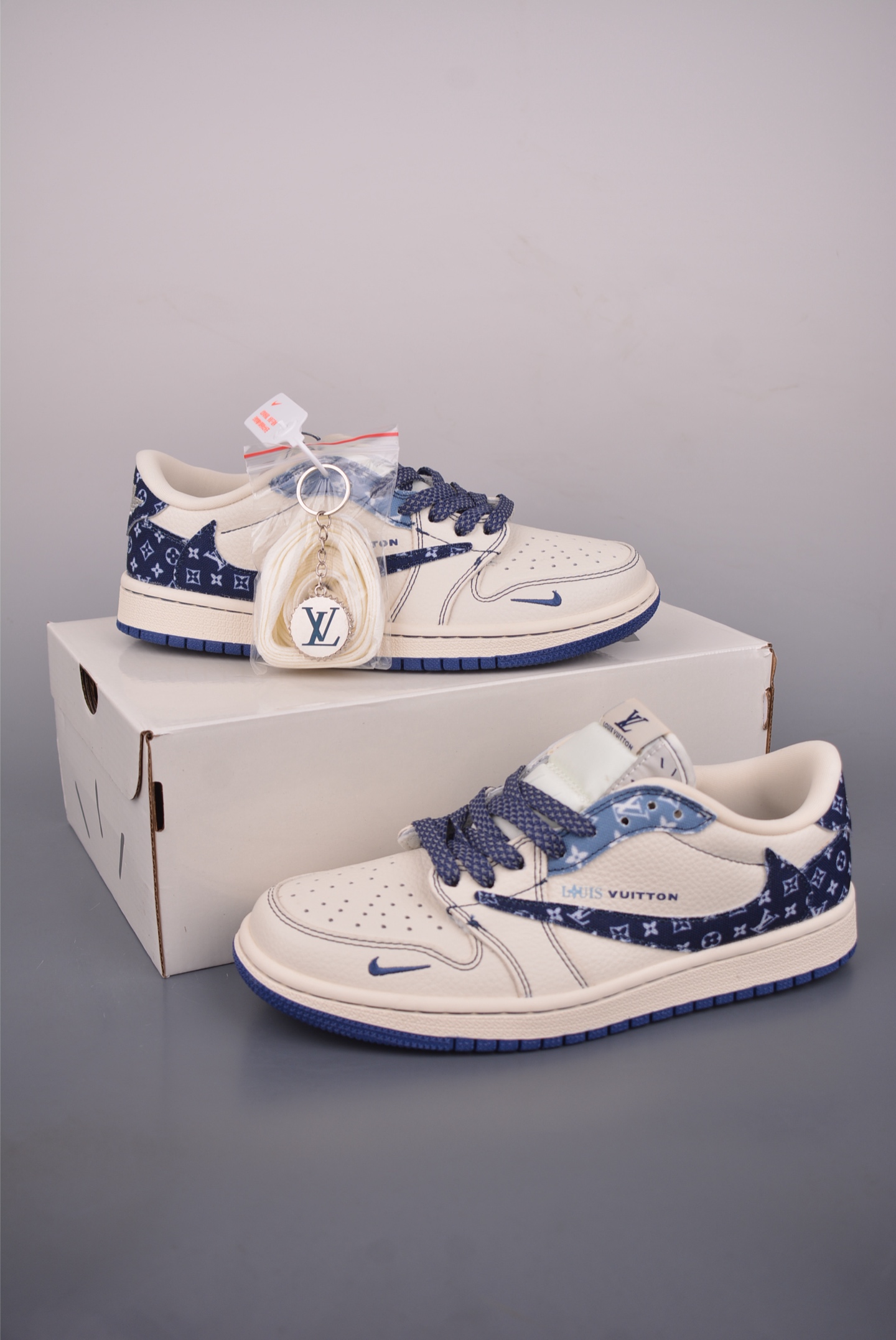 Fragment x Travis Scott x LV Air Jordan 1 Low 解构鞋带 三方联名倒钩 XD1979-002