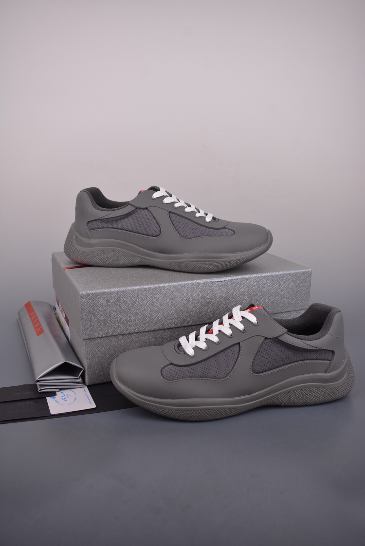 420 PRADA普拉达 广东大厂品质 专柜同步 厚底徽标系带运动休闲男鞋系列 3D968M