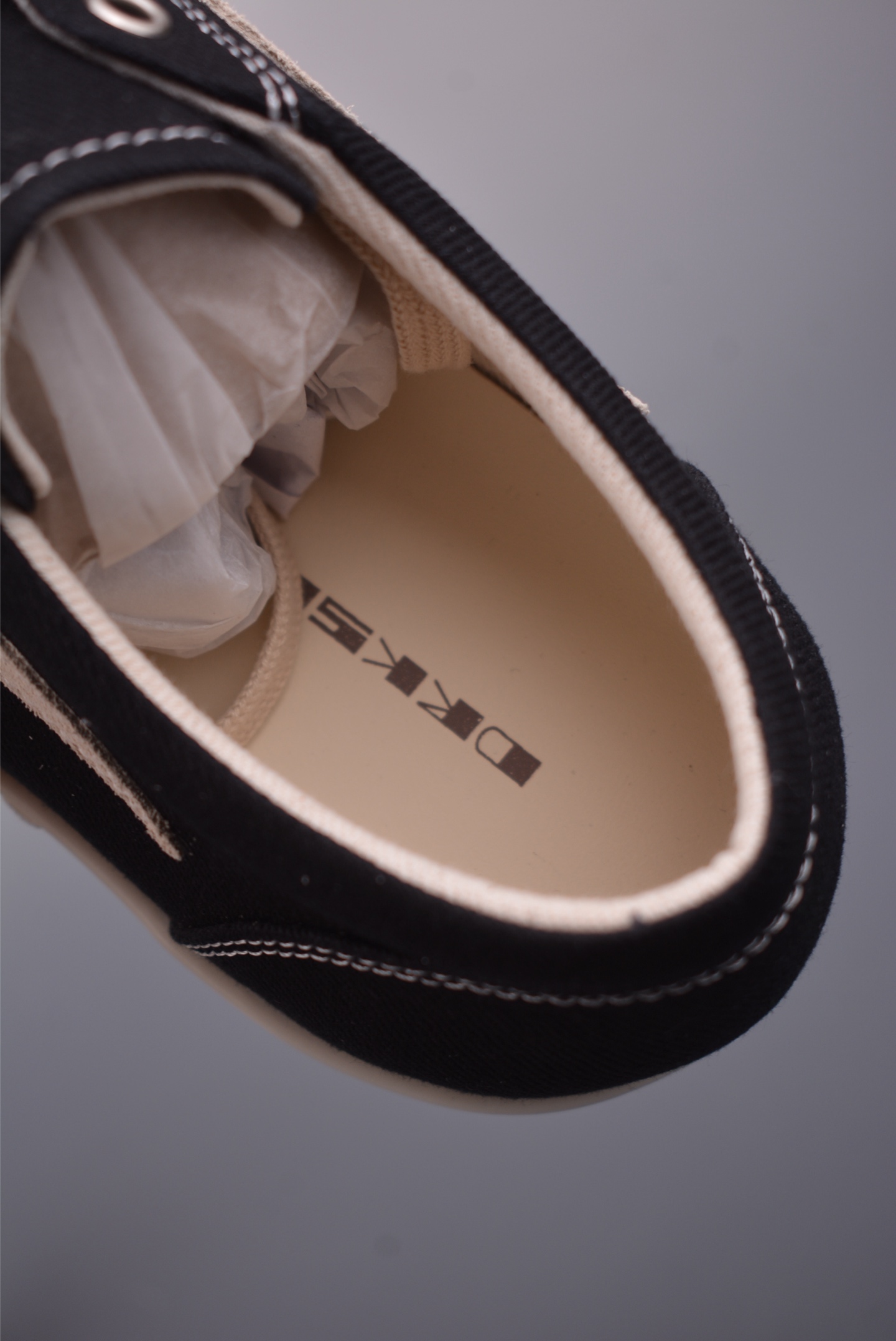 500 莞顶渠道瑞克 欧文斯Rick owens 主线 经典西瓜头 RO低帮厚底黑白布面 DO02E7803