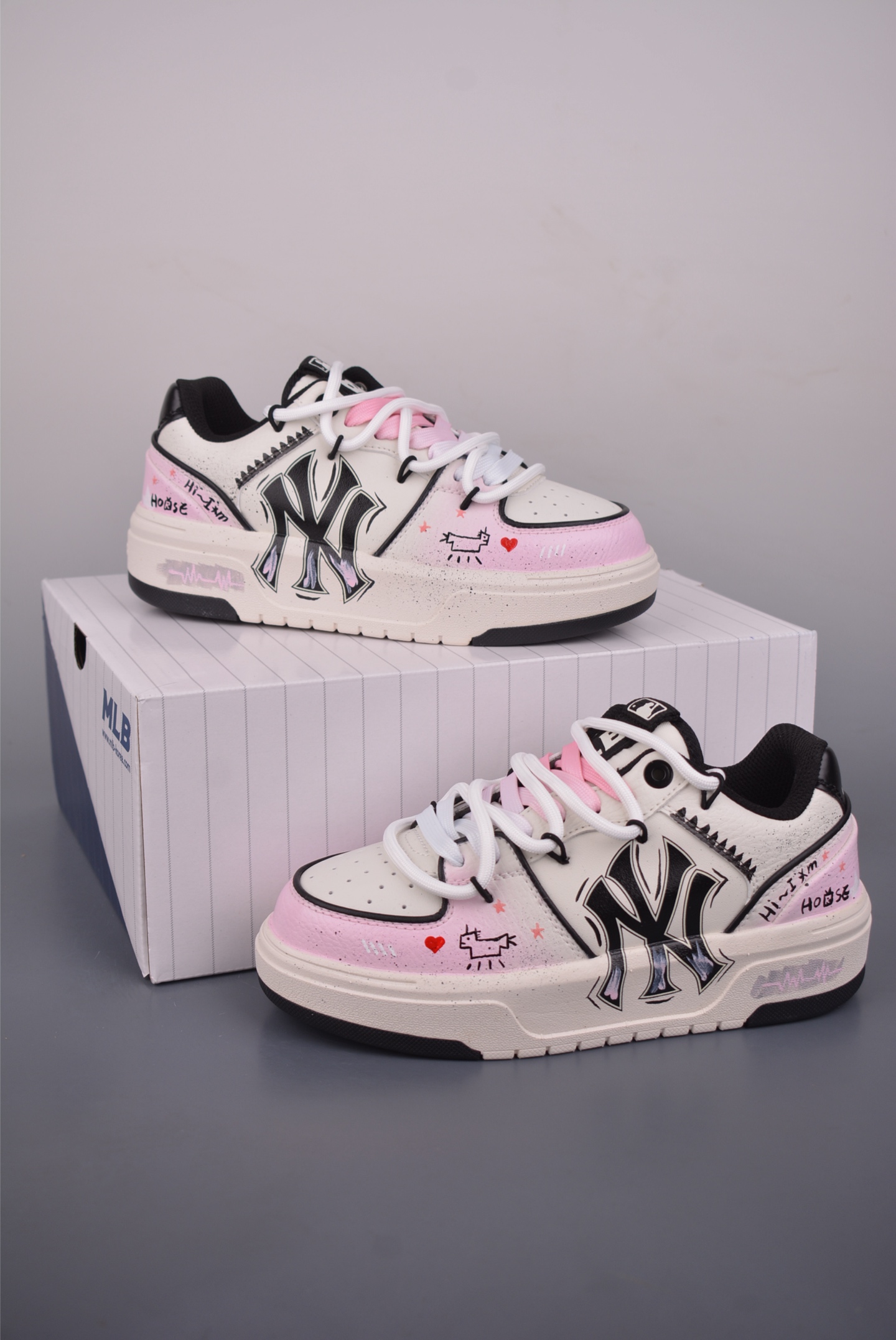 MLB CHUNKY 印花网红老爹鞋 涂鸦恶作剧 内增高6cm 3ASXCA12N