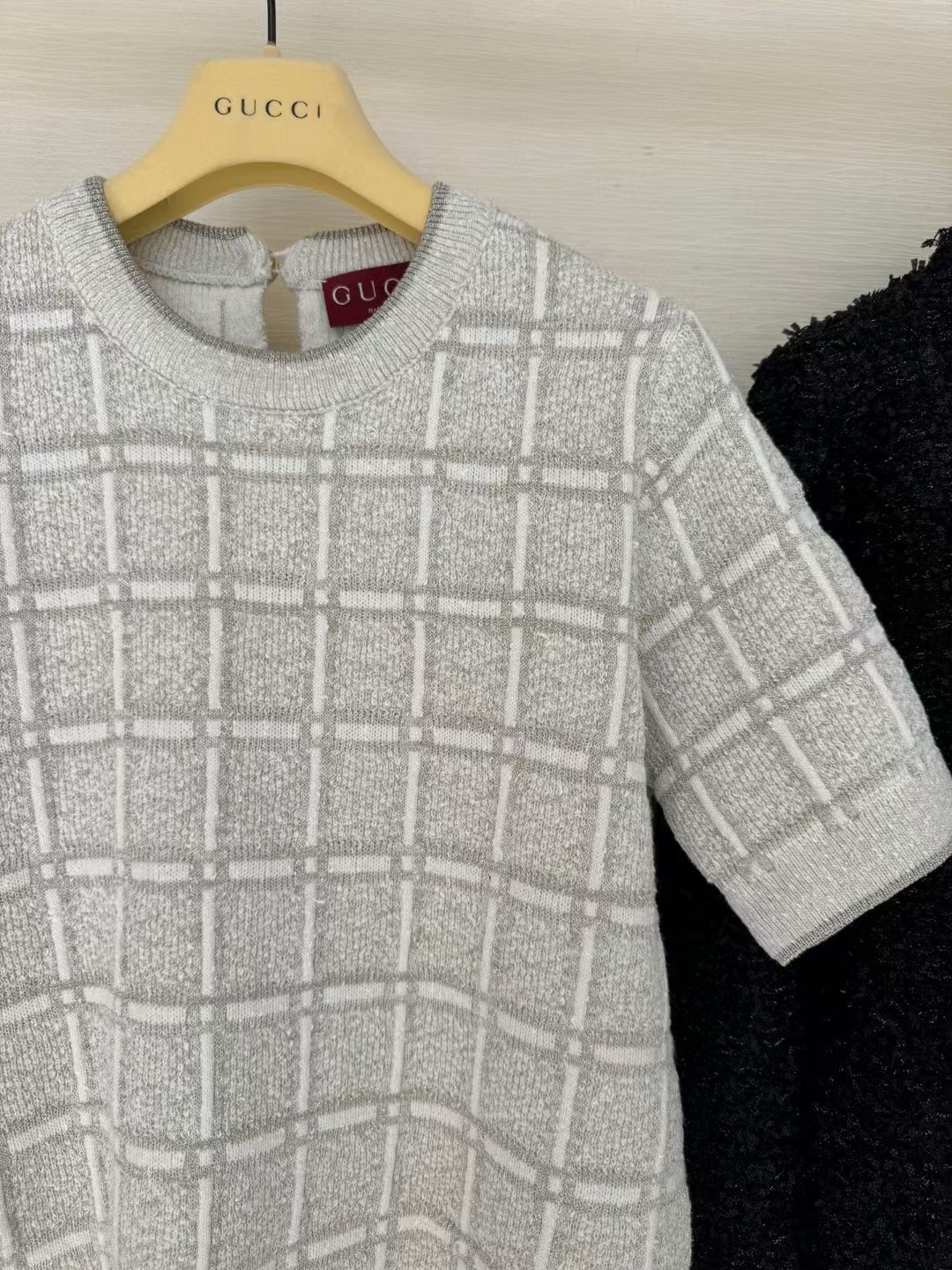 Gucci Wool Blend Plaid Cardigan & Knit Top Set - Silver Thread Accents 3 a1743490733715 4577