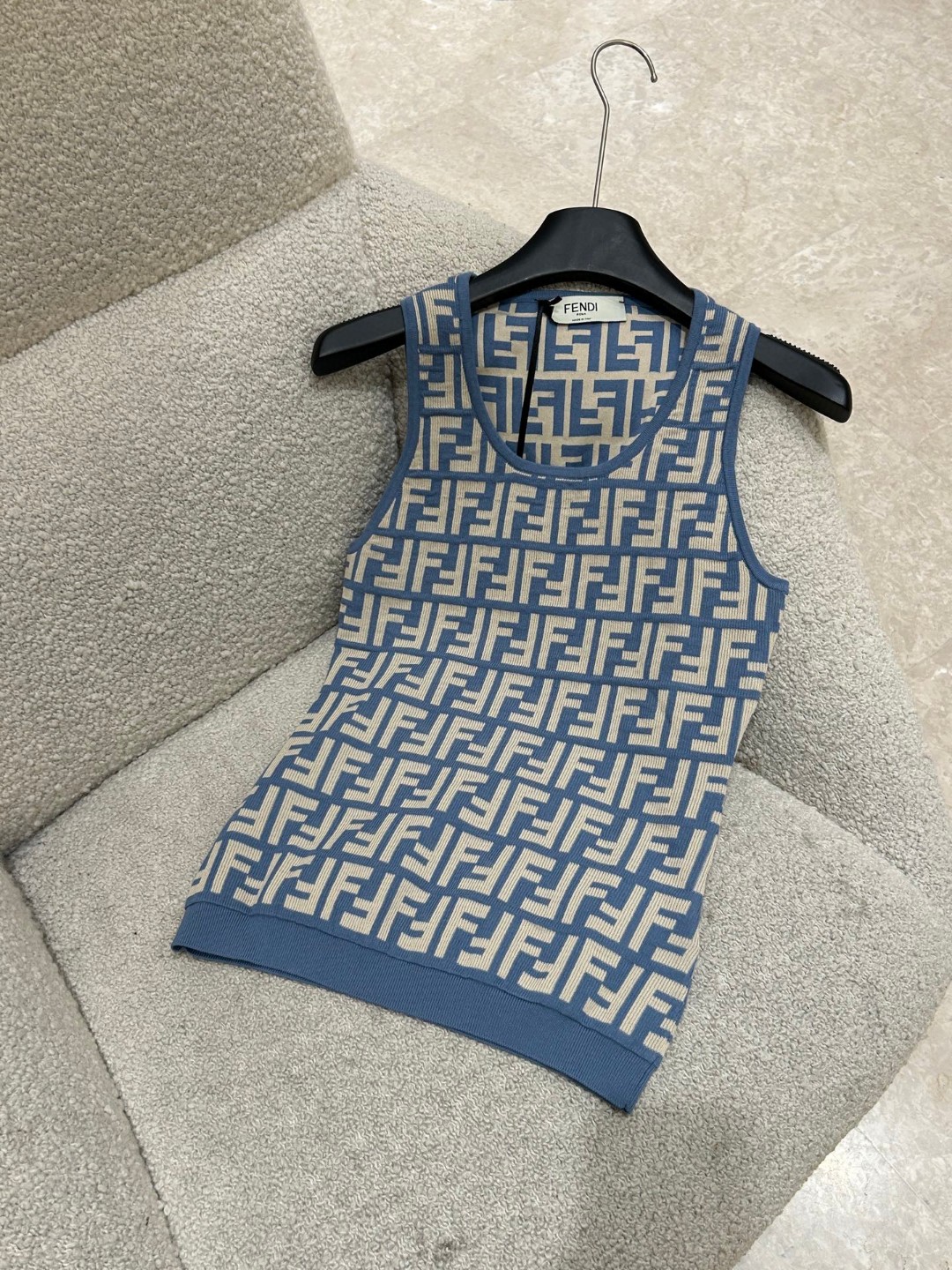 Fendi Sleeveless Jacquard Vest Top - Stylish & Elegant FF Design 7 a1750216873687 8022