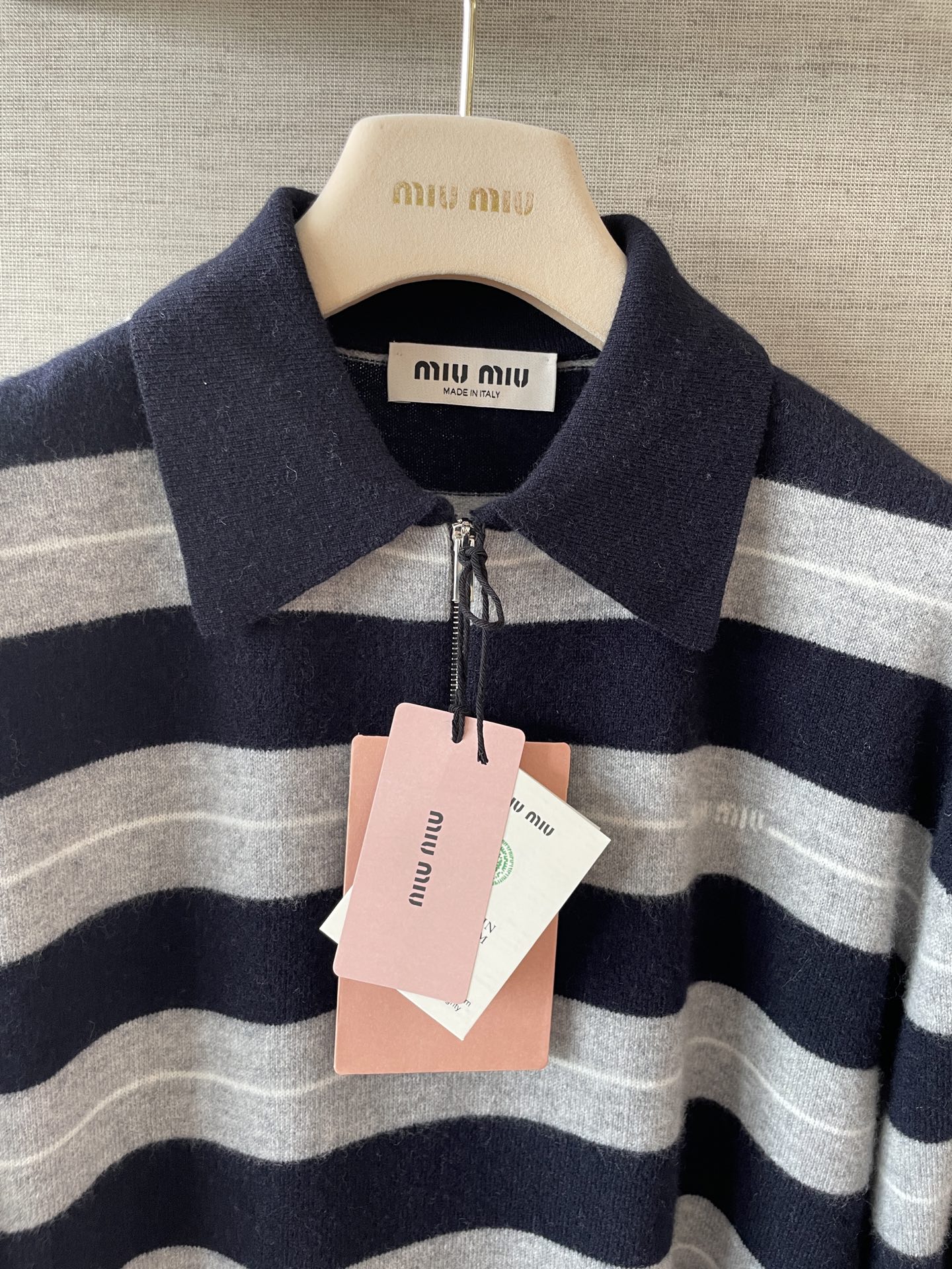 Miu Yarn-Dyed Striped Polo Top: Relaxed Fit, Exquisite Detailing 3 a1759897030488 0766