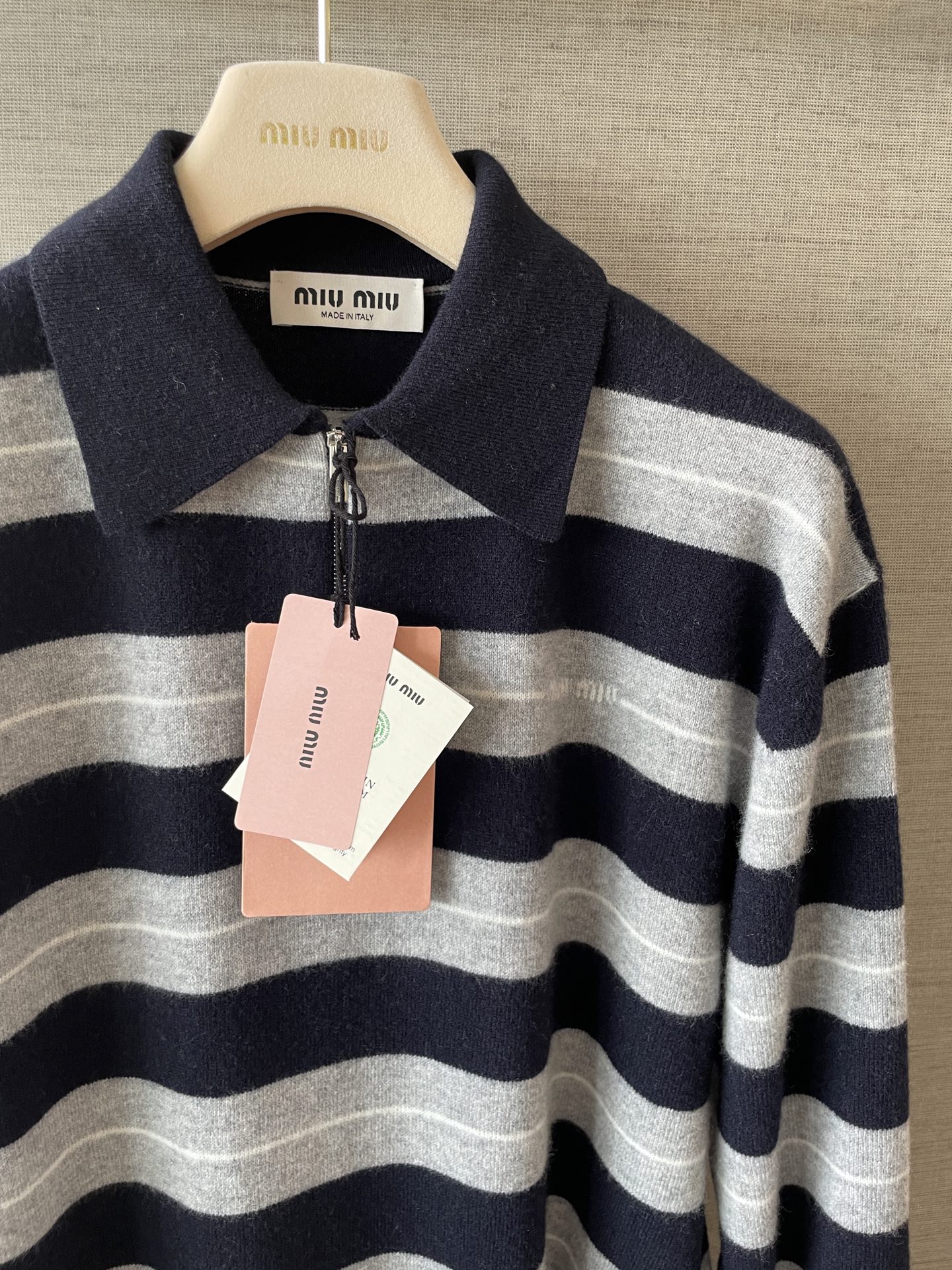 Miu Yarn-Dyed Striped Polo Top: Relaxed Fit, Exquisite Detailing 7 a1759897032263 8817