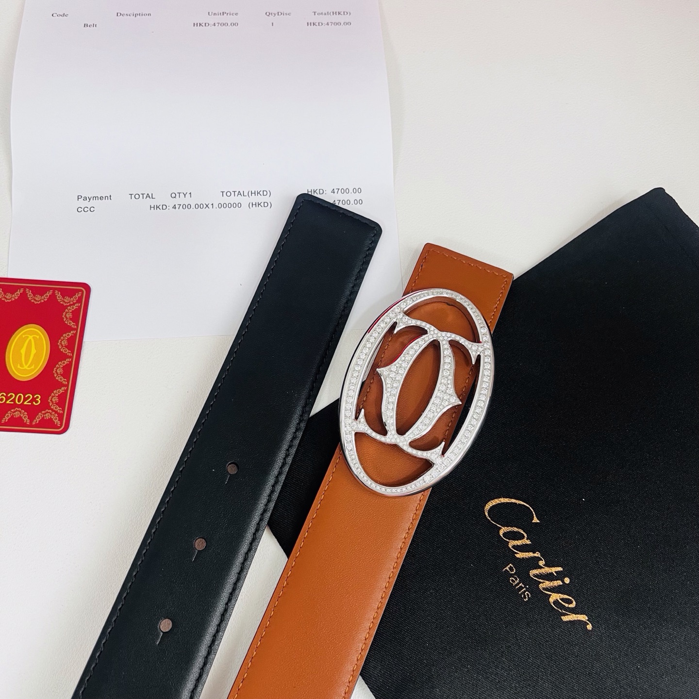 卡地亚 ，新款双面使用皮带 ，进口小牛皮腰带，宽度3.5cm。