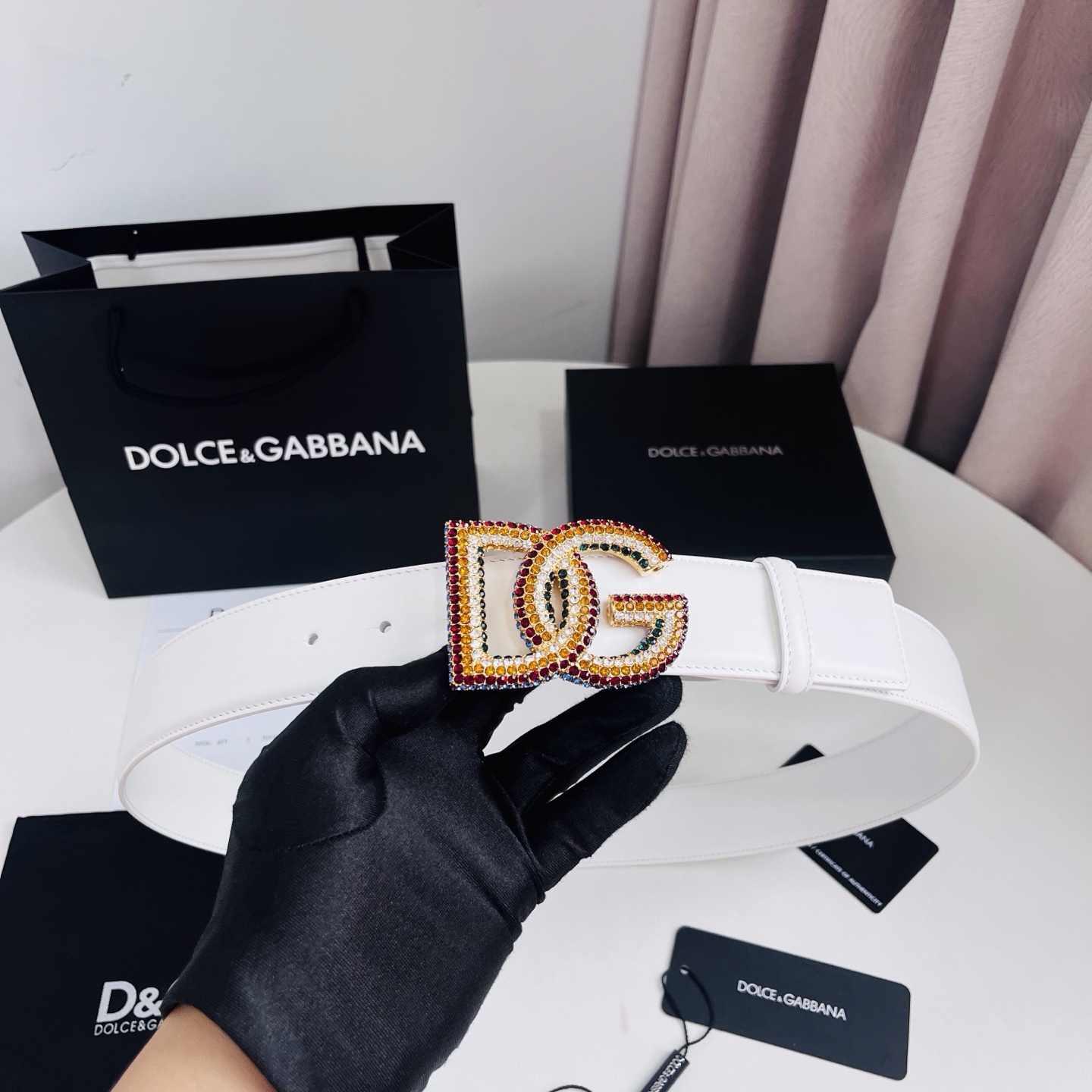 Dolce&Gabbana 新款 满天星 电镀金属徽标搭扣•搭扣下方设有点扣• 无镍搭扣与配件• 意大利制造 4.0cm