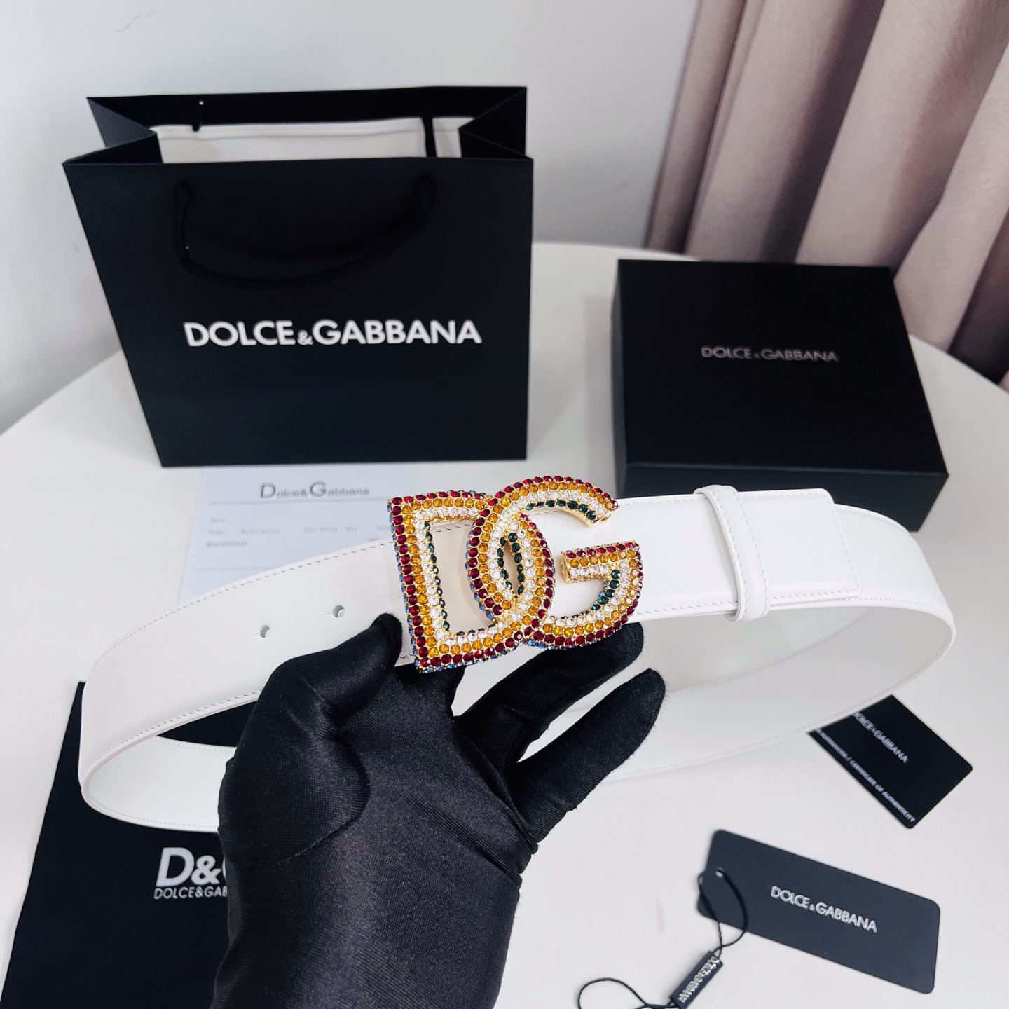 Dolce&Gabbana 新款 满天星 电镀金属徽标搭扣•搭扣下方设有点扣• 无镍搭扣与配件• 意大利制造 4.0cm