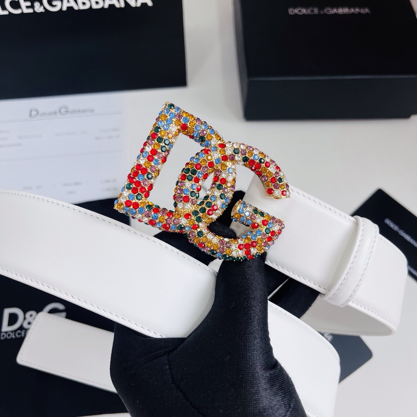 Dolce&Gabbana 新款 满天星 电镀金属徽标搭扣•搭扣下方设有点扣• 无镍搭扣与配件• 意大利制造 4.0cm