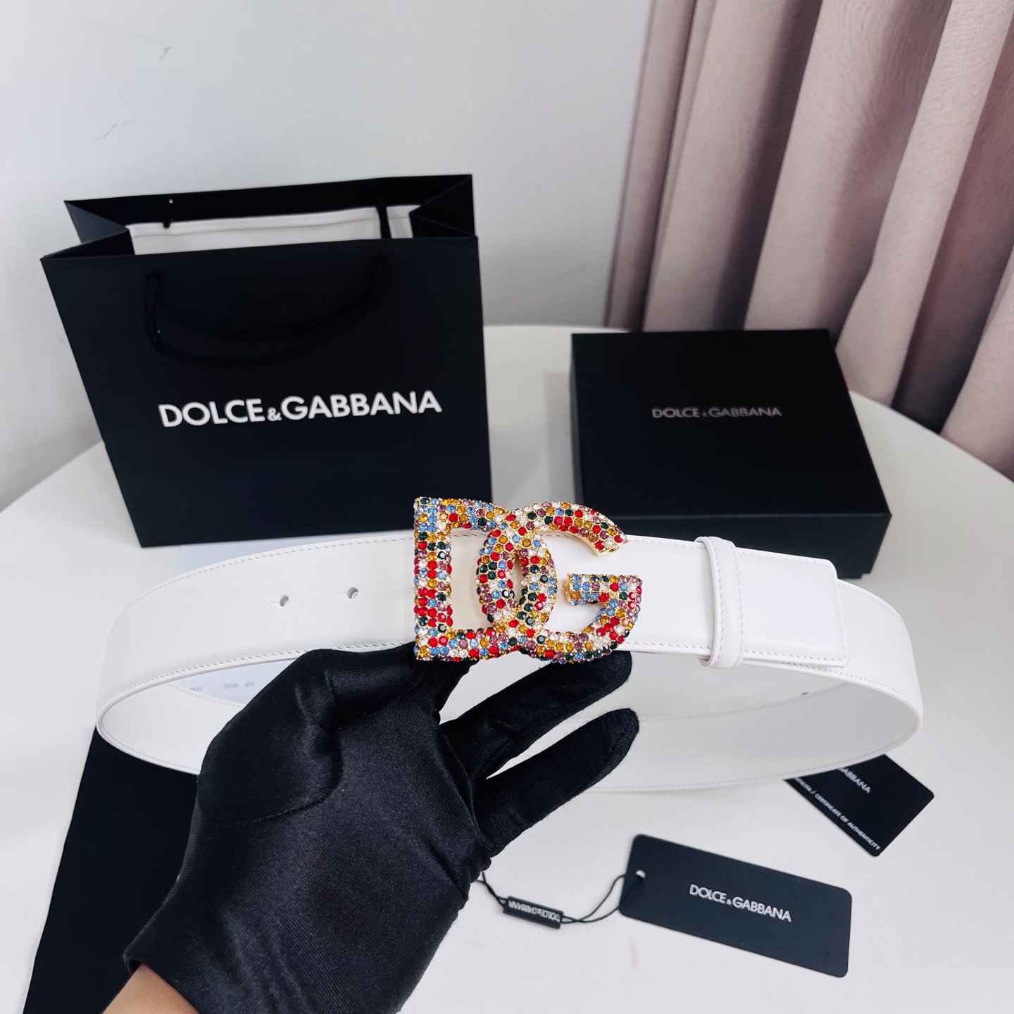 Dolce&Gabbana 新款 满天星 电镀金属徽标搭扣•搭扣下方设有点扣• 无镍搭扣与配件• 意大利制造 4.0cm