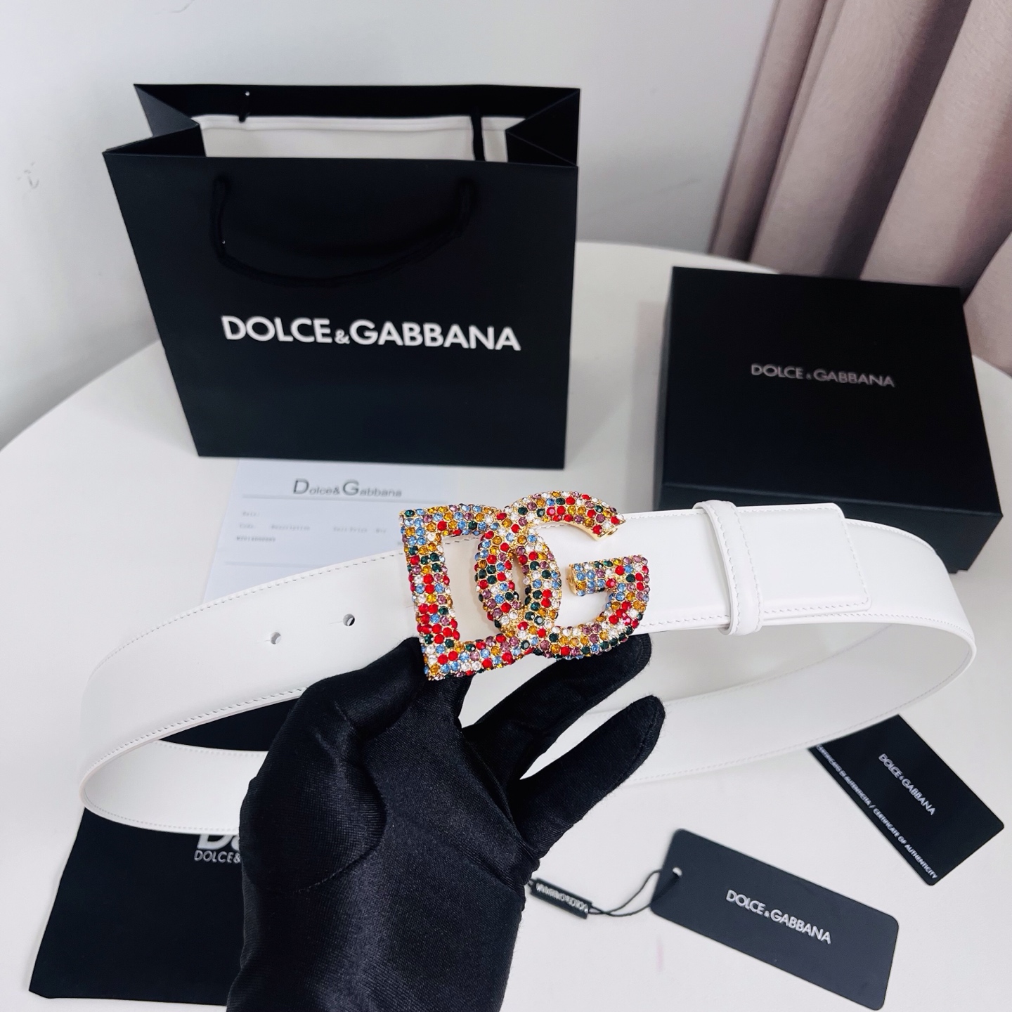 Dolce&Gabbana 新款 满天星 电镀金属徽标搭扣•搭扣下方设有点扣• 无镍搭扣与配件• 意大利制造 4.0cm