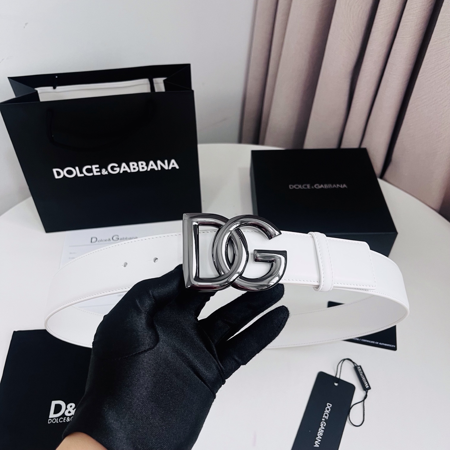 Dolce&Gabbana 新款 电镀金属徽标搭扣•搭扣下方设有点扣• 无镍搭扣与配件• 意大利制造 4.0cm