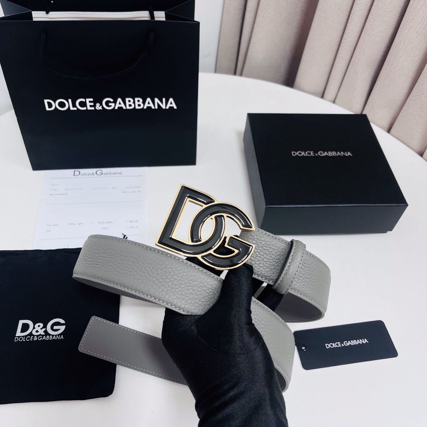 Dolce&Gabbana 新款 荔枝纹双色，电镀金属徽标搭扣•搭扣下方设有点扣• 无镍搭扣与配件• 意大利制造 4.0