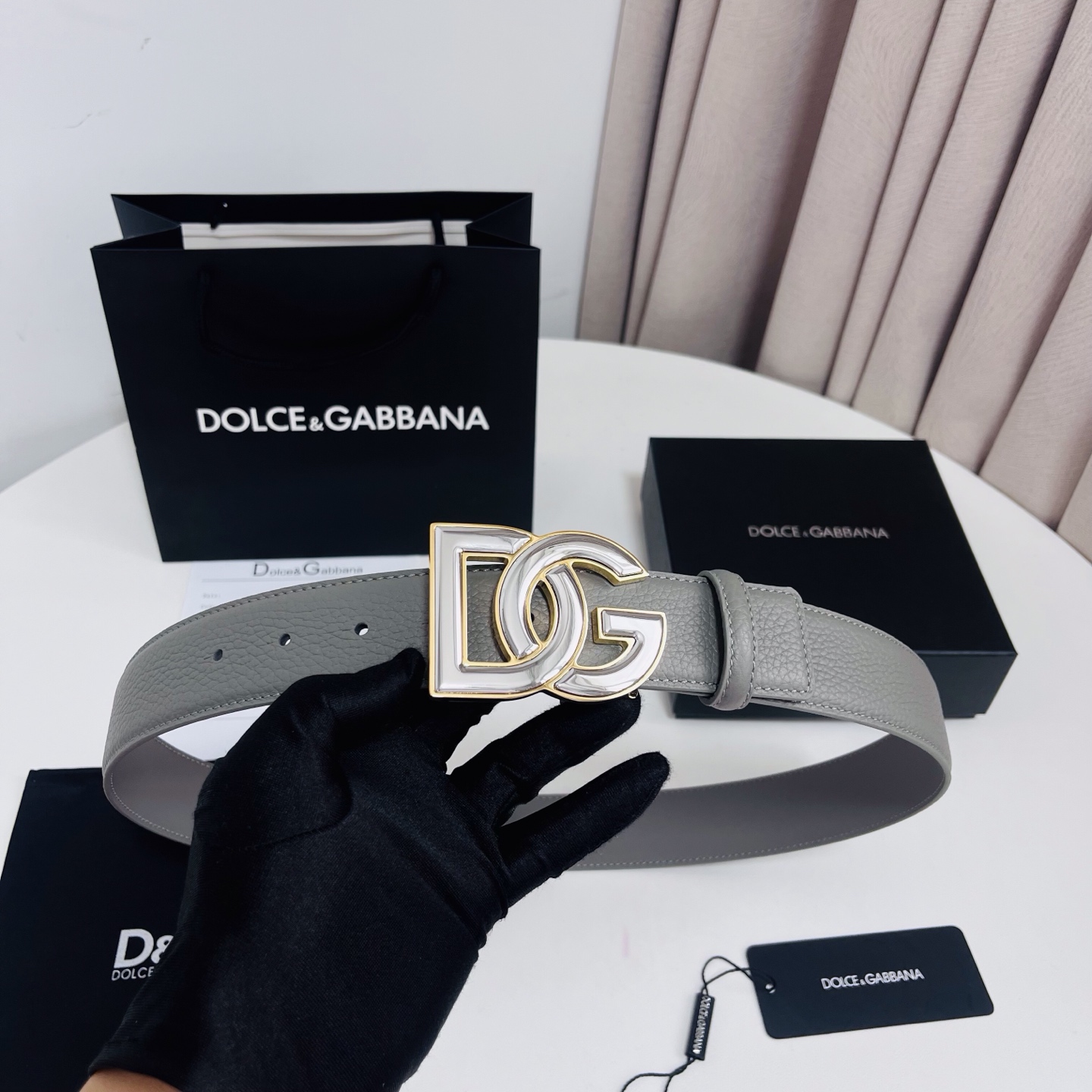 Dolce&Gabbana 新款 荔枝纹双色，电镀金属徽标搭扣•搭扣下方设有点扣• 无镍搭扣与配件• 意大利制造 4.0